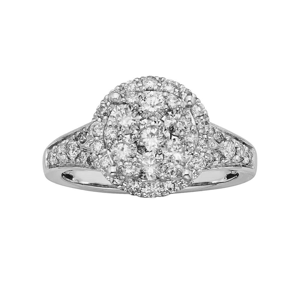 The Regal Collection IGL Certified Diamond Halo Engagement Ring in 14k White Gold (1 ct. T.W.), Women's, Size: 7 Product Image