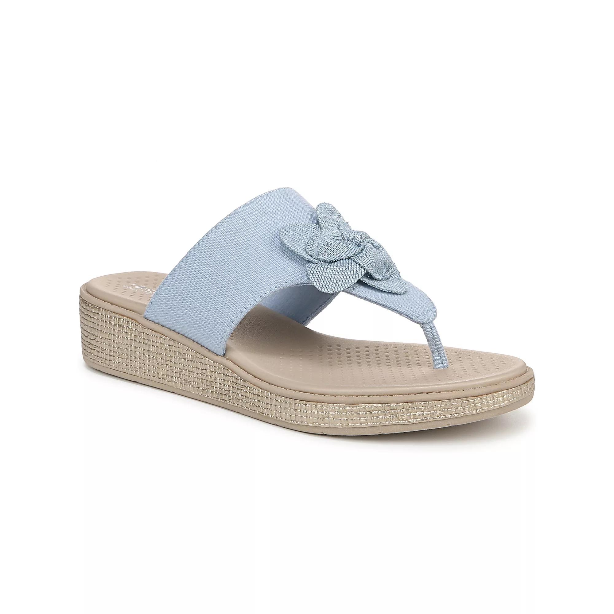LifeStride Bloom Women's Wedge Thong Sandals, Size: 9 Wide, Skyway Blue Product Image