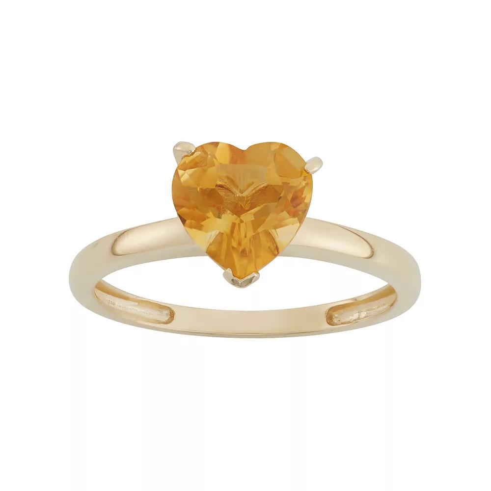 Designs by Gioelli Citrine 10k Gold Heart Ring, Women's, Size: 5, Orange Product Image