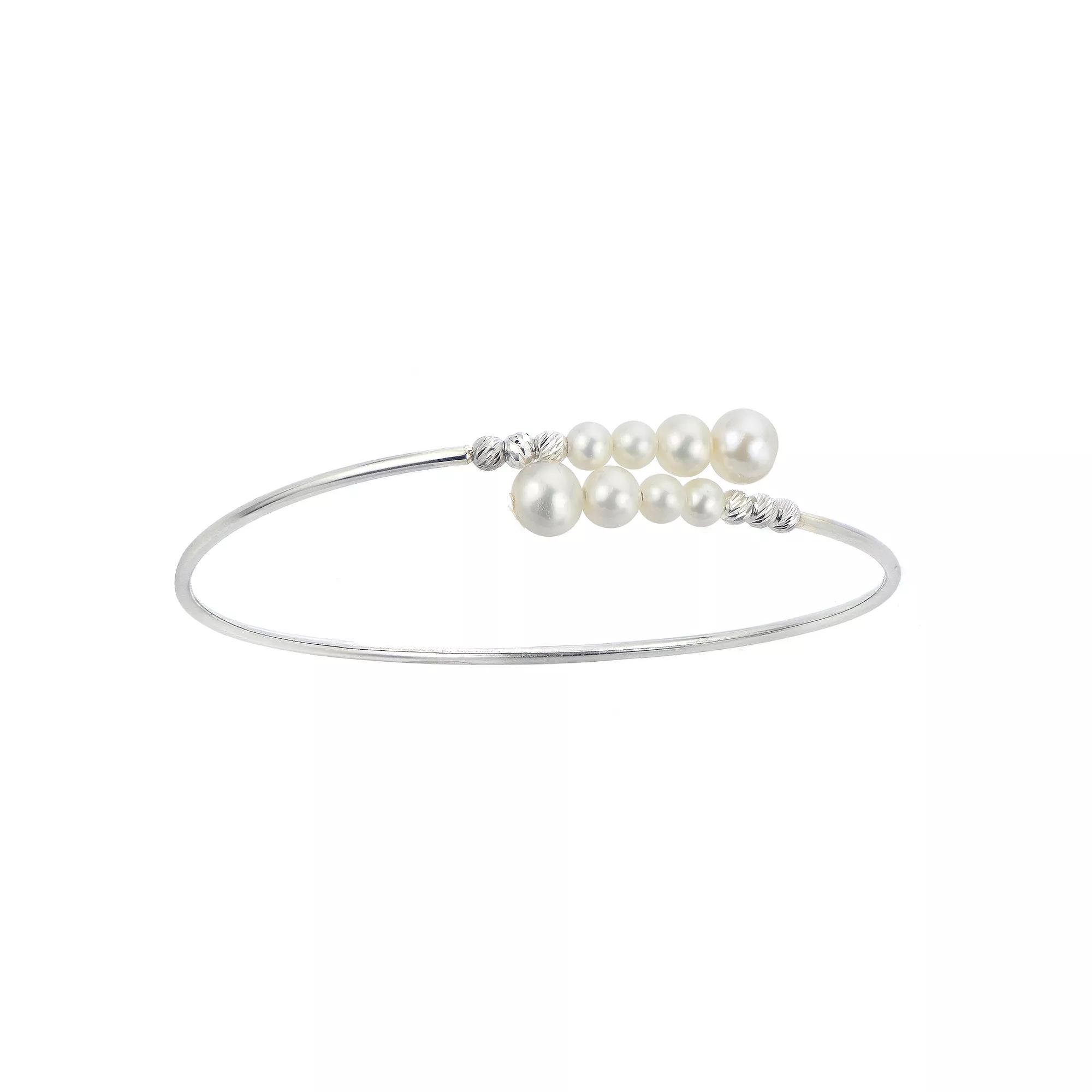 PearLustre by Imperial Sterling Silver Freshwater Cultured Pearl Bead Cuff Bracelet, Womens Product Image