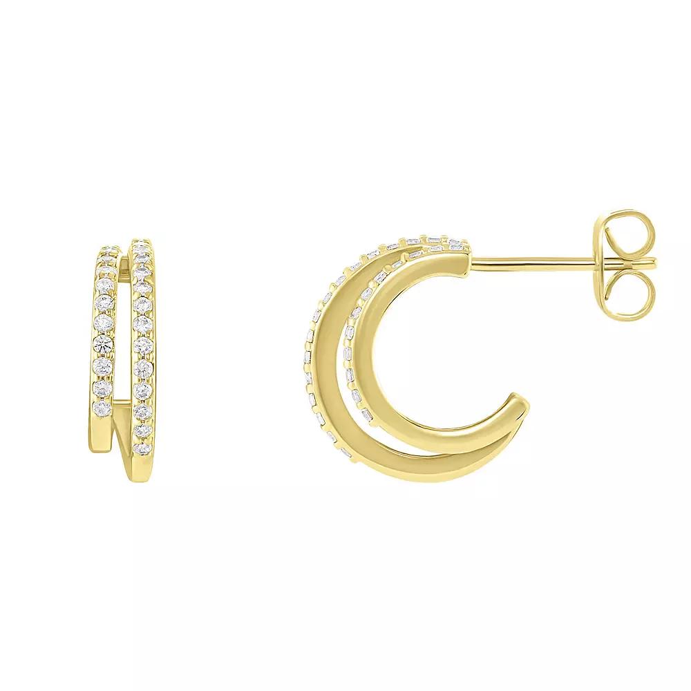 PRIMROSE Cubic Zirconia Double C-Hoop Earrings, Womens, Gold Tone Product Image