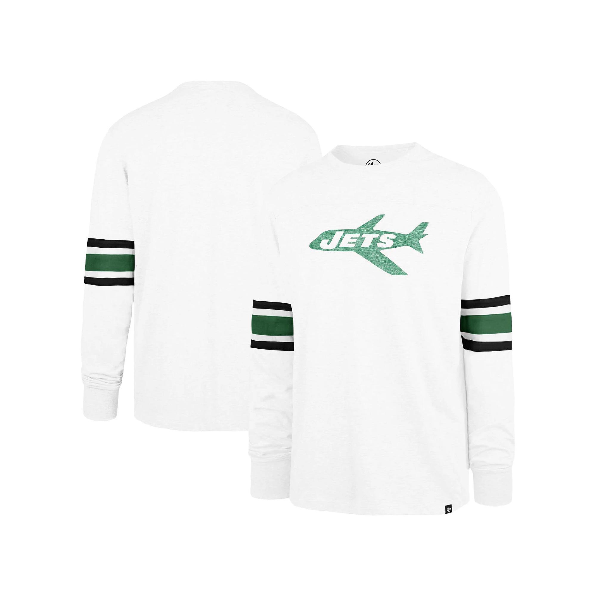 Men's '47 White New York Jets Gridiron Throwback Premier Brex Long Sleeve T-Shirt,  Product Image