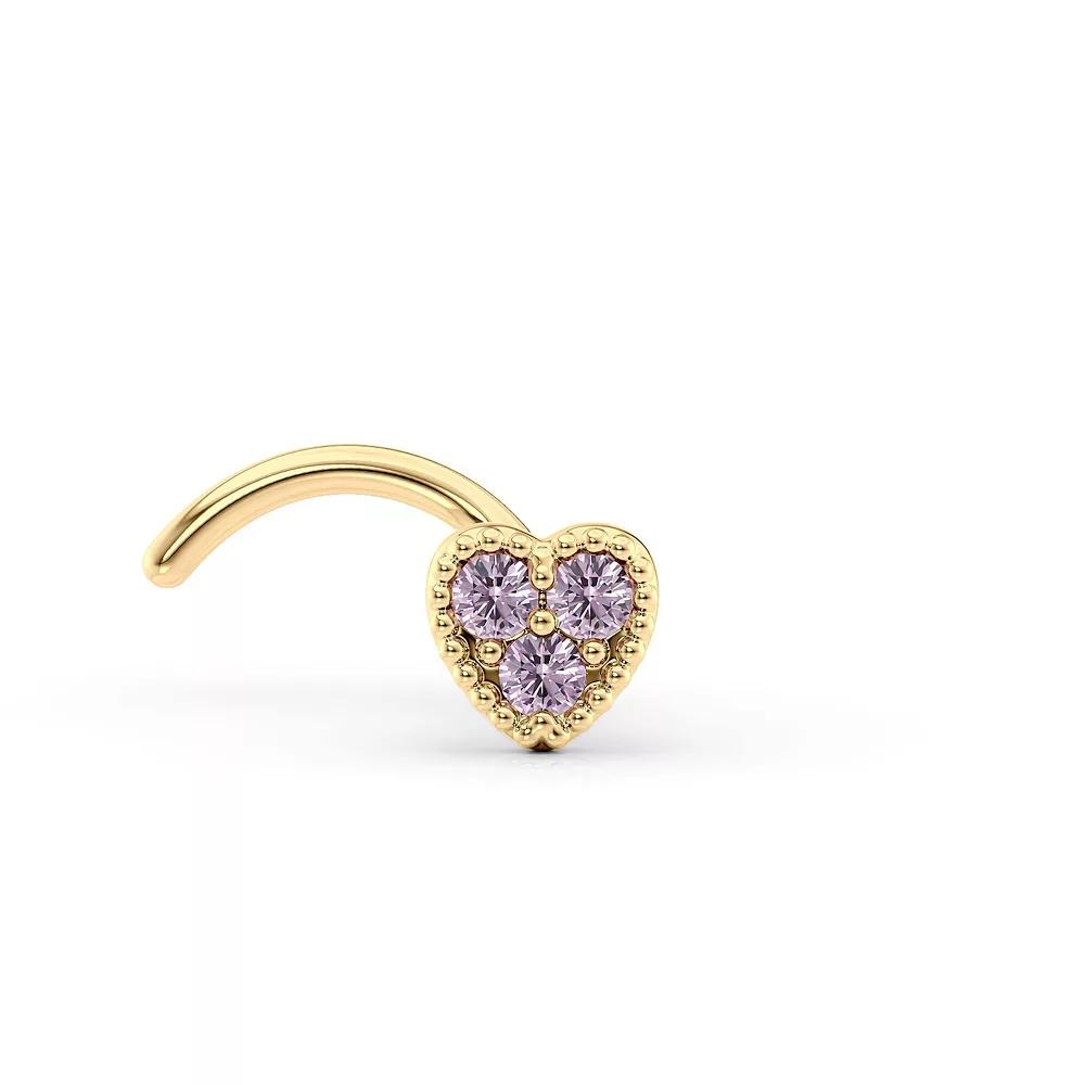 Lila Moon 14k Gold Purple Cubic Zirconia Curved Nose Stud, Women's Product Image