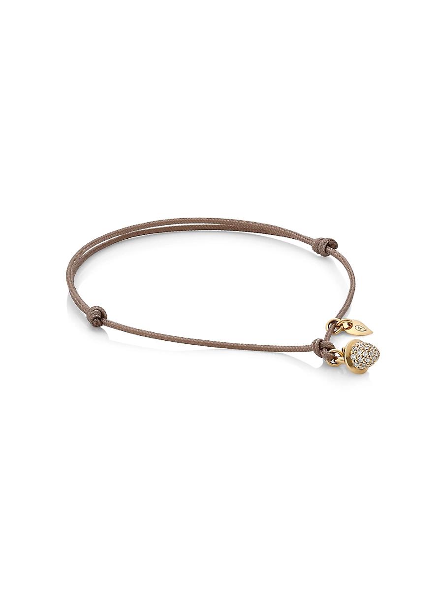 Womens My Mikado 18K Yellow Gold & Diamond Pav Acorn Sliding Knot Cord Bracelet Product Image