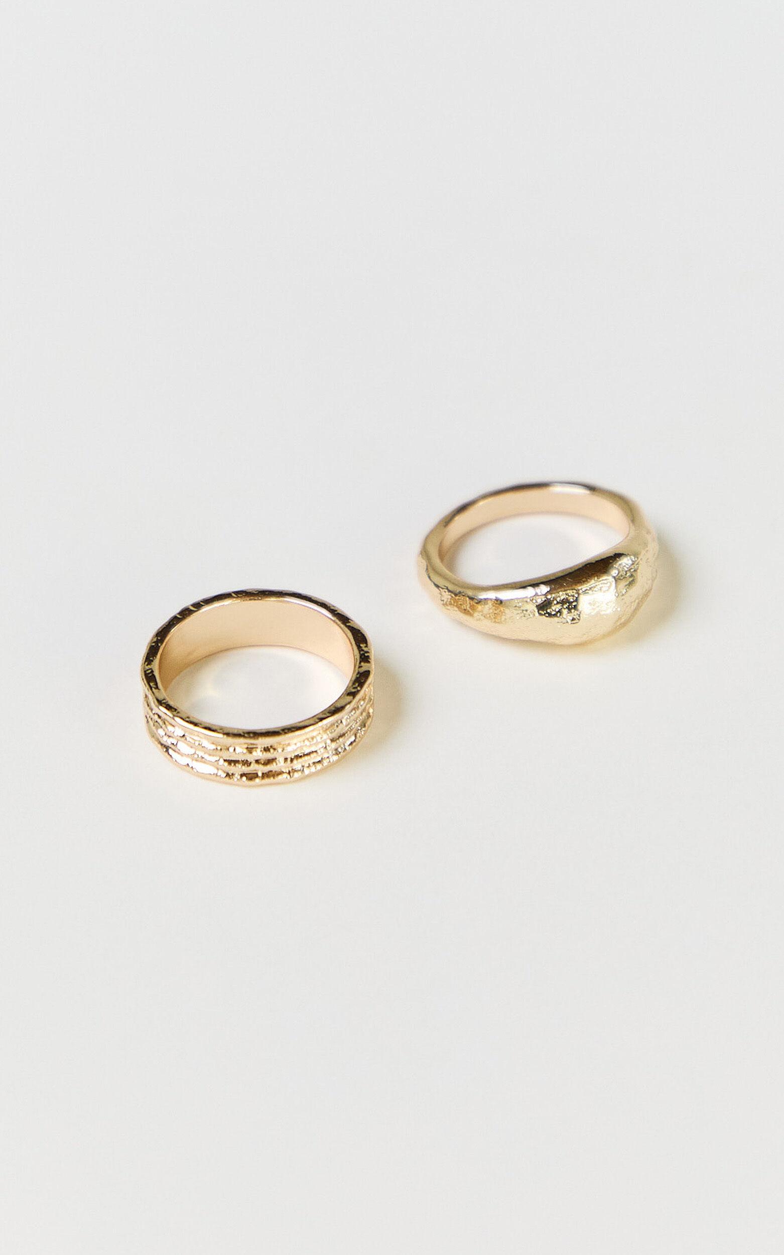 Hepburn Rings - 2 Pack Hammered Rings in Gold Product Image