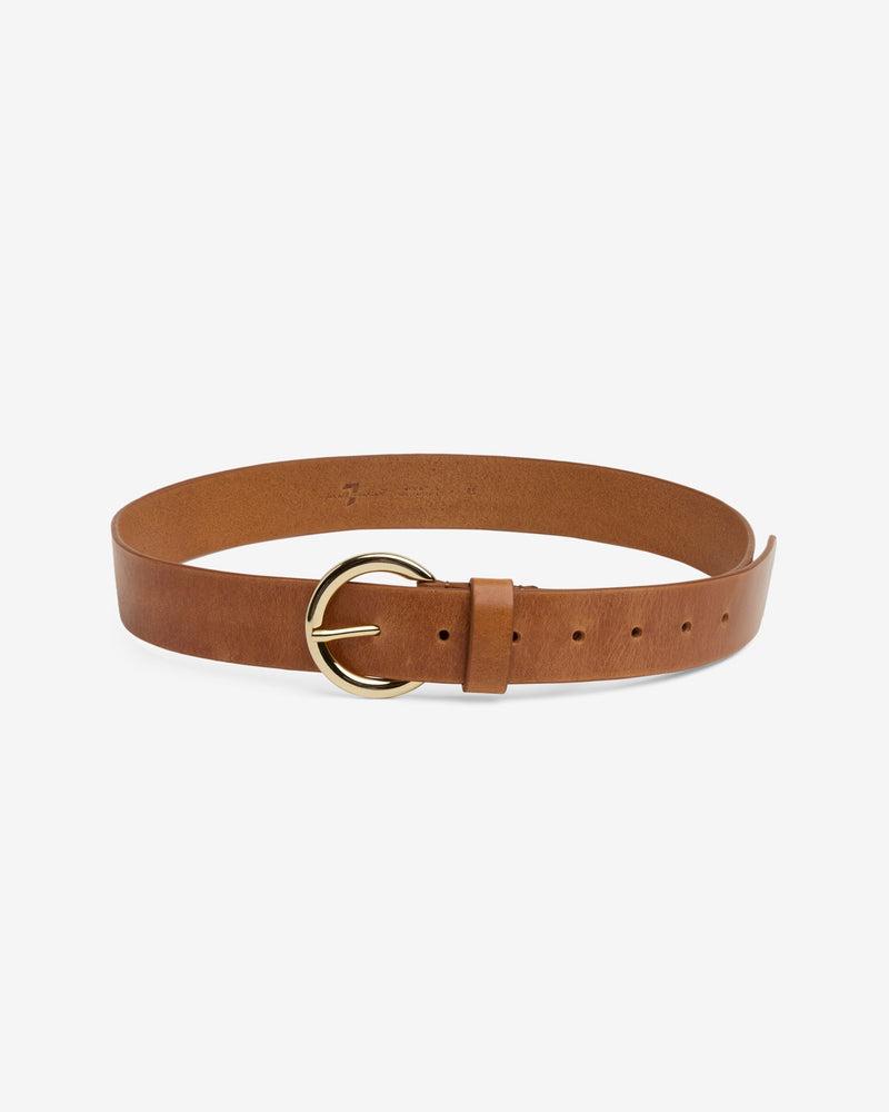 Round Buckle Italian Leather Belt Product Image