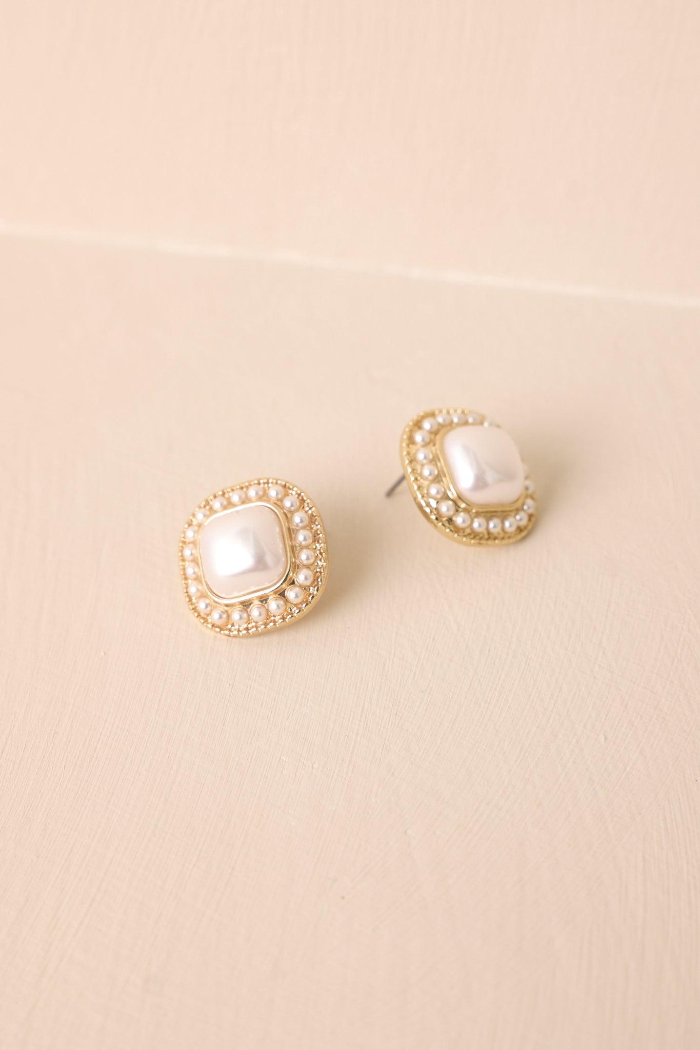A Day At The Vineyard Gold & Ivory Faux Pearl Earrings Product Image