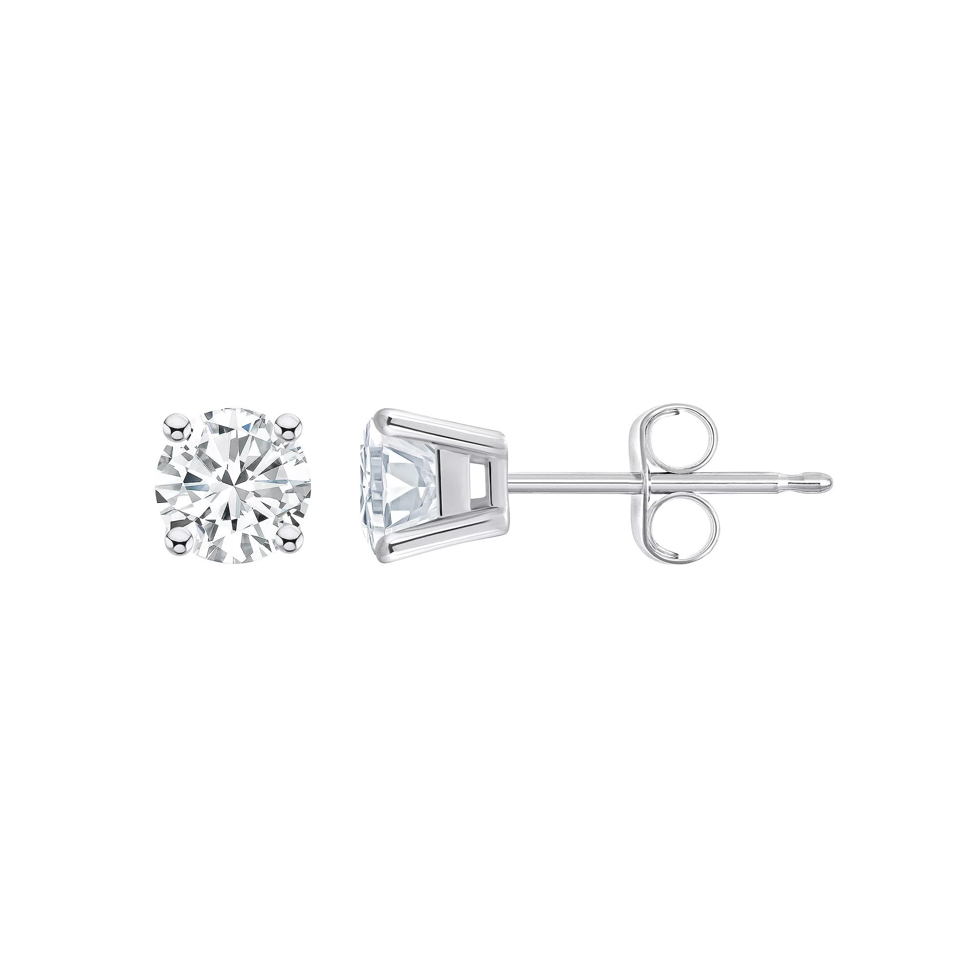 Celebration Gems 14k Gold 3/4 Carat T.W. Diamond Round Stud Earrings, Women's, 14k White Gold Product Image