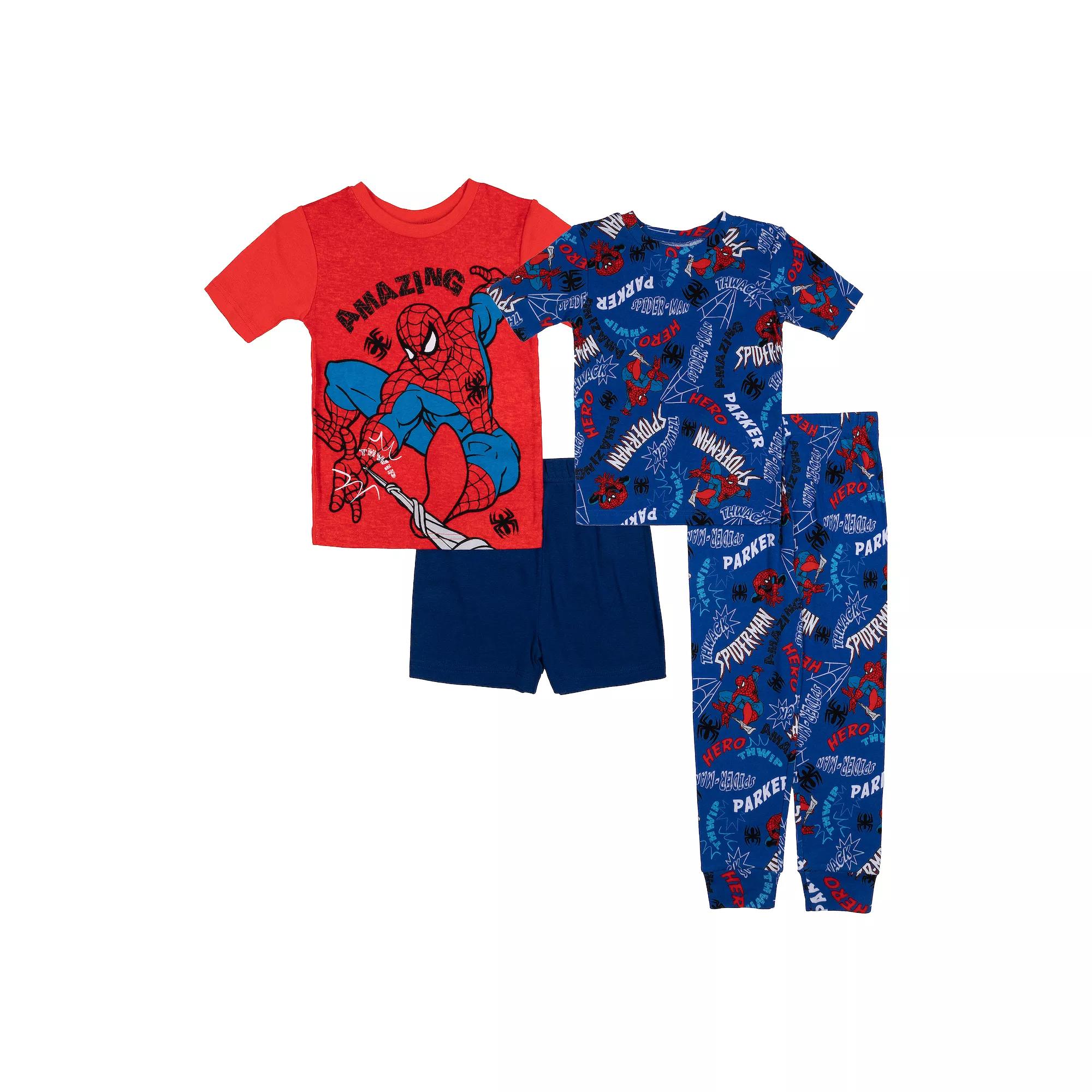 Boys 4-10 Marvel Spider-Man "Spider City" 4-Piece Tops & Bottoms Pajama Set, Boy's, Size: 8, Red Product Image
