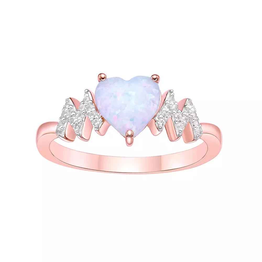 Gemminded 2 Micon 18K Rose Gold Plated Sterling Silver Lab-Created Opal & Lab-Created White Sapphire Ring, Women's, Pink Tone Product Image
