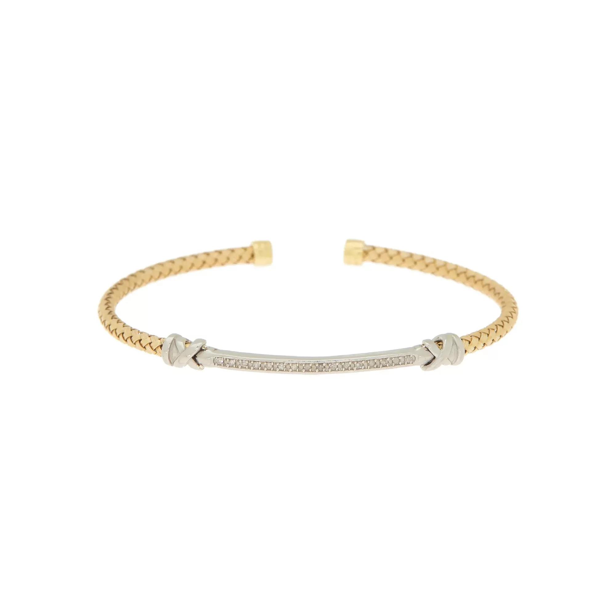 Meshmerise 1/6 Carat T.W. Diamond Bar Accent Cuff Bracelet, Womens Gold Tone Product Image