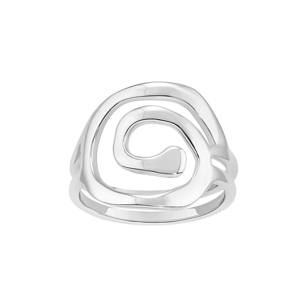 PRIMROSE Polished Swirl Double Band Ring, Women's, Size: 7, Silver Tone Product Image