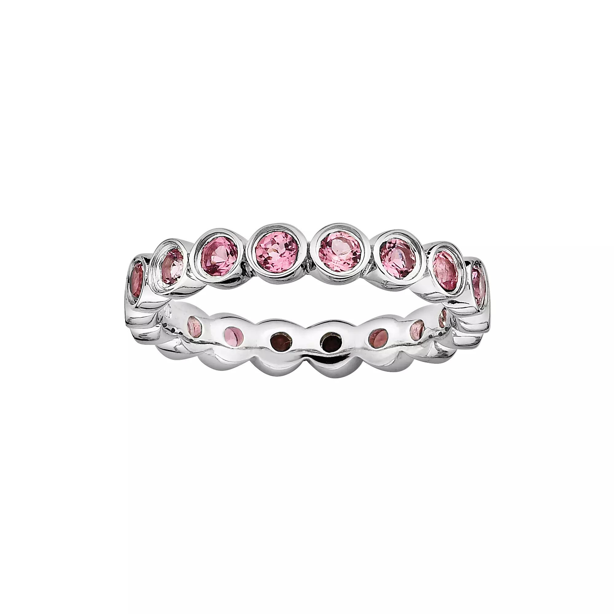 Stacks & Stones Sterling Silver Pink Tourmaline Eternity Stack Ring, Women's, Size: 9 Product Image
