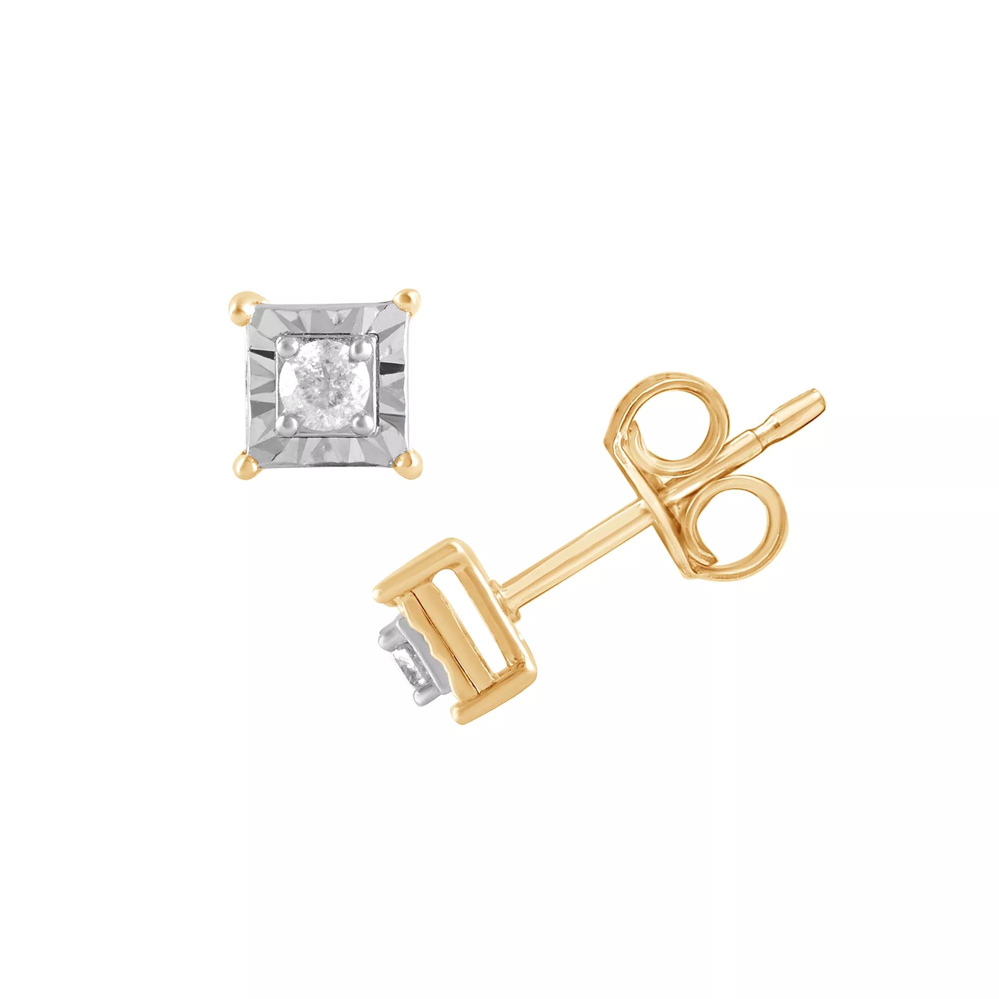 Diamond Brilliance 1/10 Carat T.W. Lab-Grown Diamond Square Miracle Stud Earrings, Women's, Gold Tone Product Image