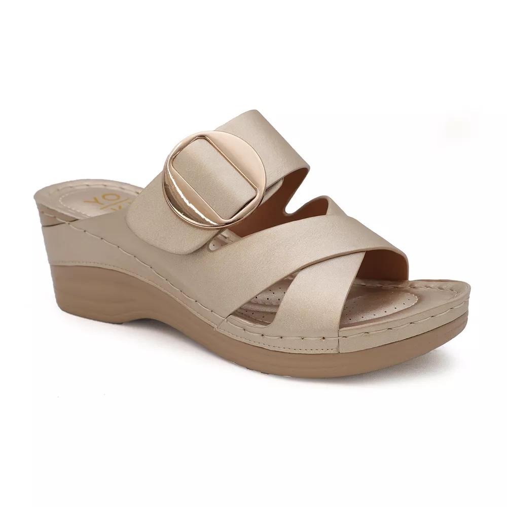 Yoki Irena Women's Wedge Sandals, Size: 6, Gold Product Image