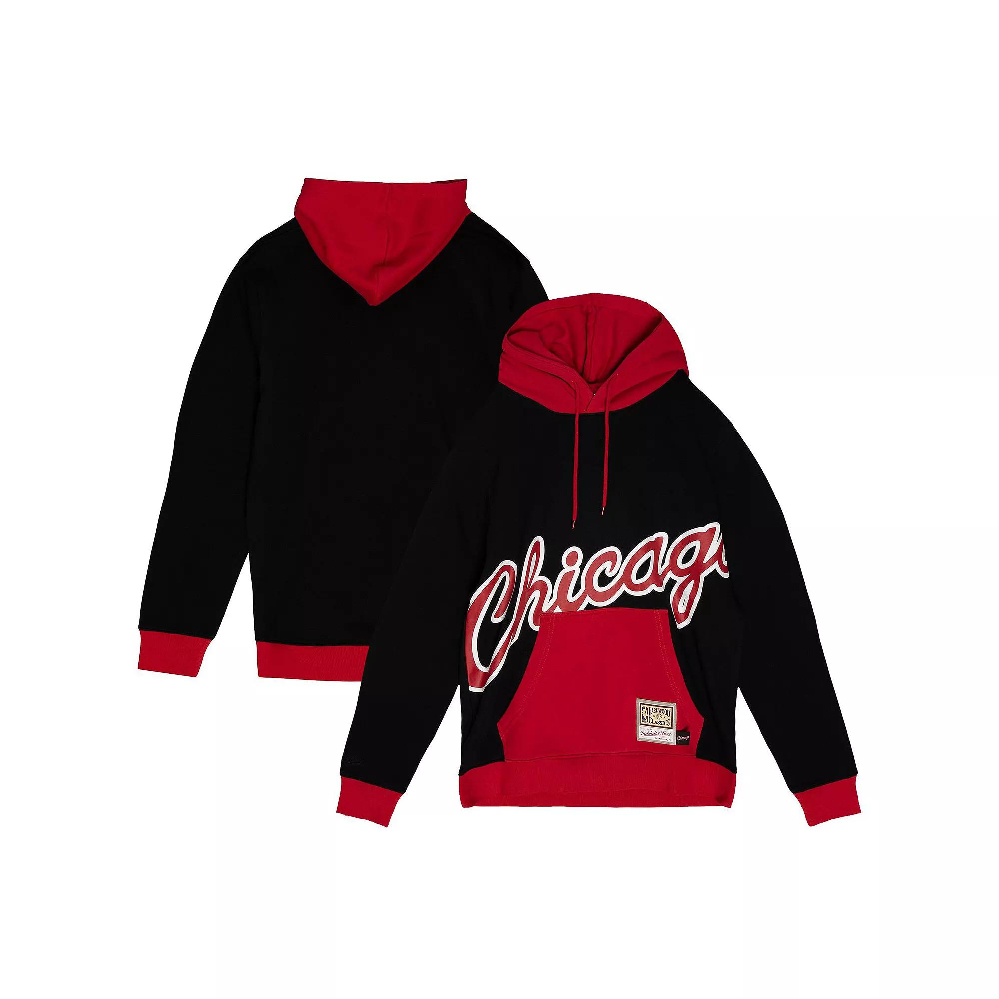 Men's Mitchell & Ness  Black Chicago Bulls Hardwood Classics Big Face 5.0 Pullover Hoodie, Size: XL Product Image