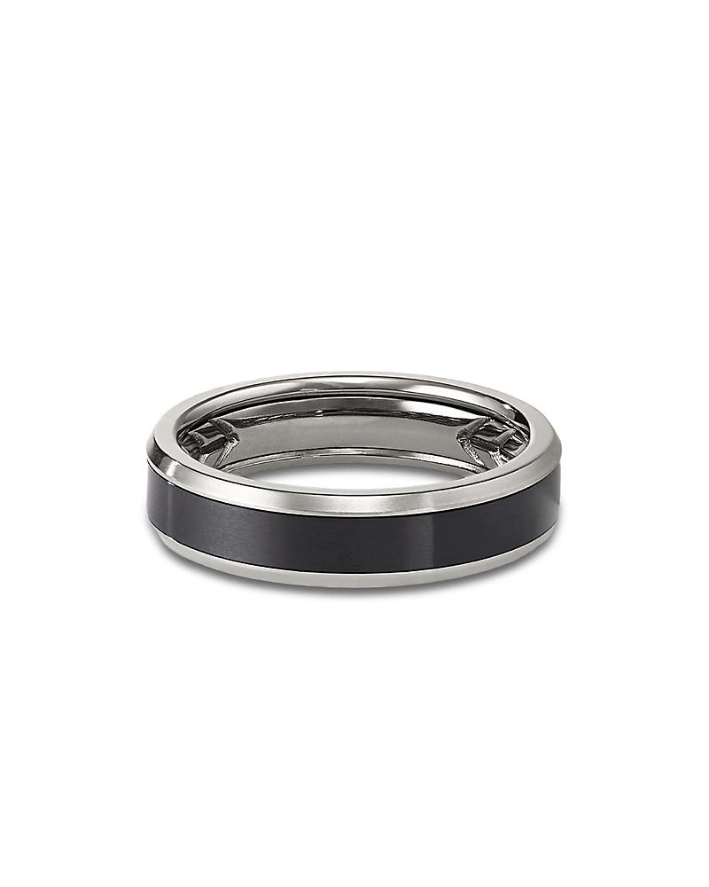 Mens Beveled Band Ring in Grey Titanium with Black Titanium Product Image