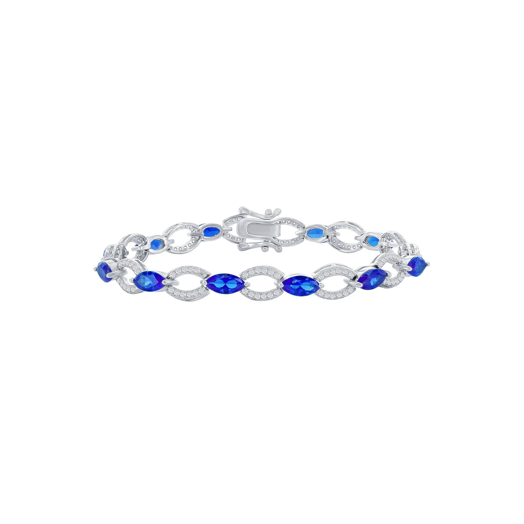 Sterling Silver Gemstone Tennis Bracelet, Women's, Size: 7.5", Simulated Blue Product Image