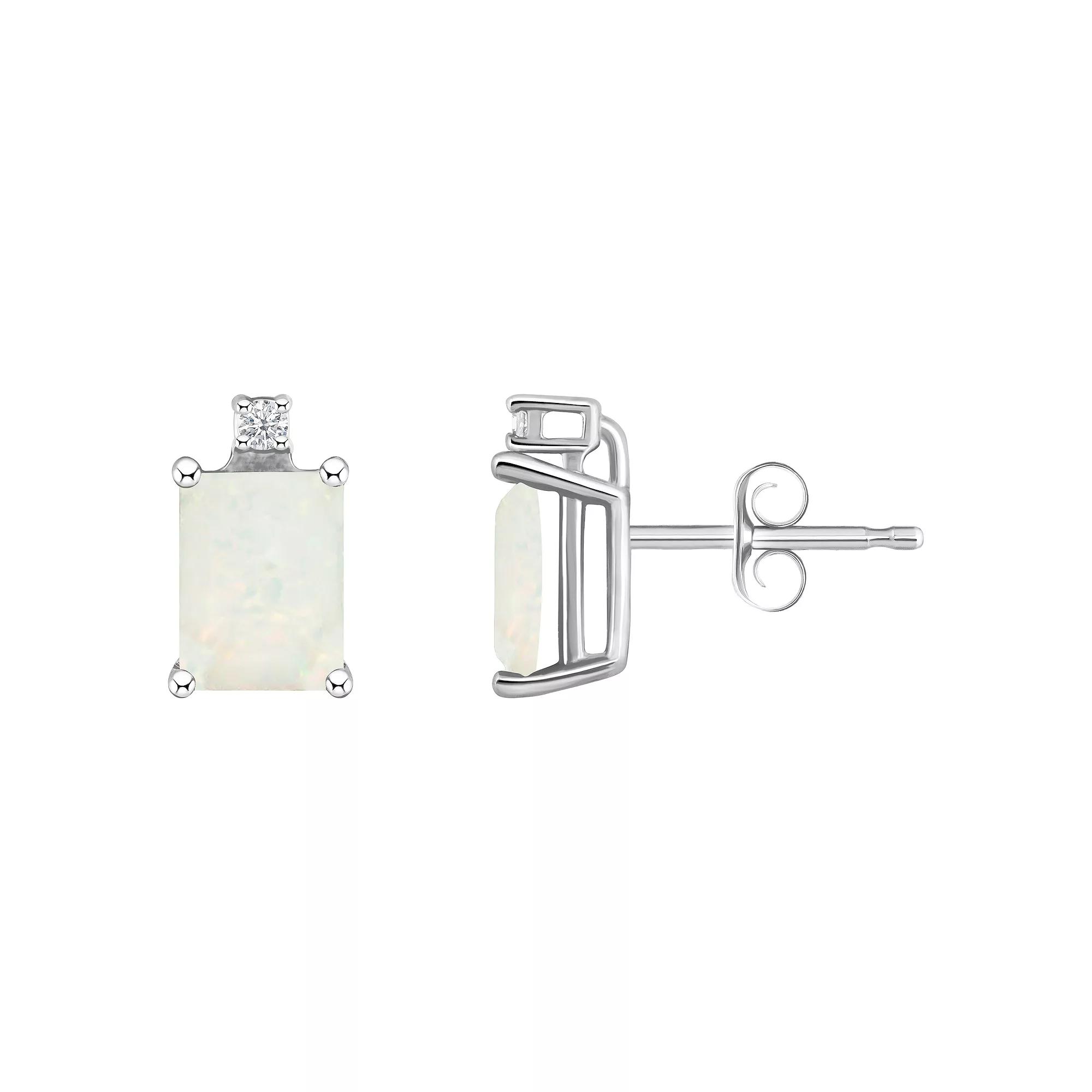 Celebration Gems 14k White Gold Gemstone & Diamond Accent Stud Earrings, Women's Product Image