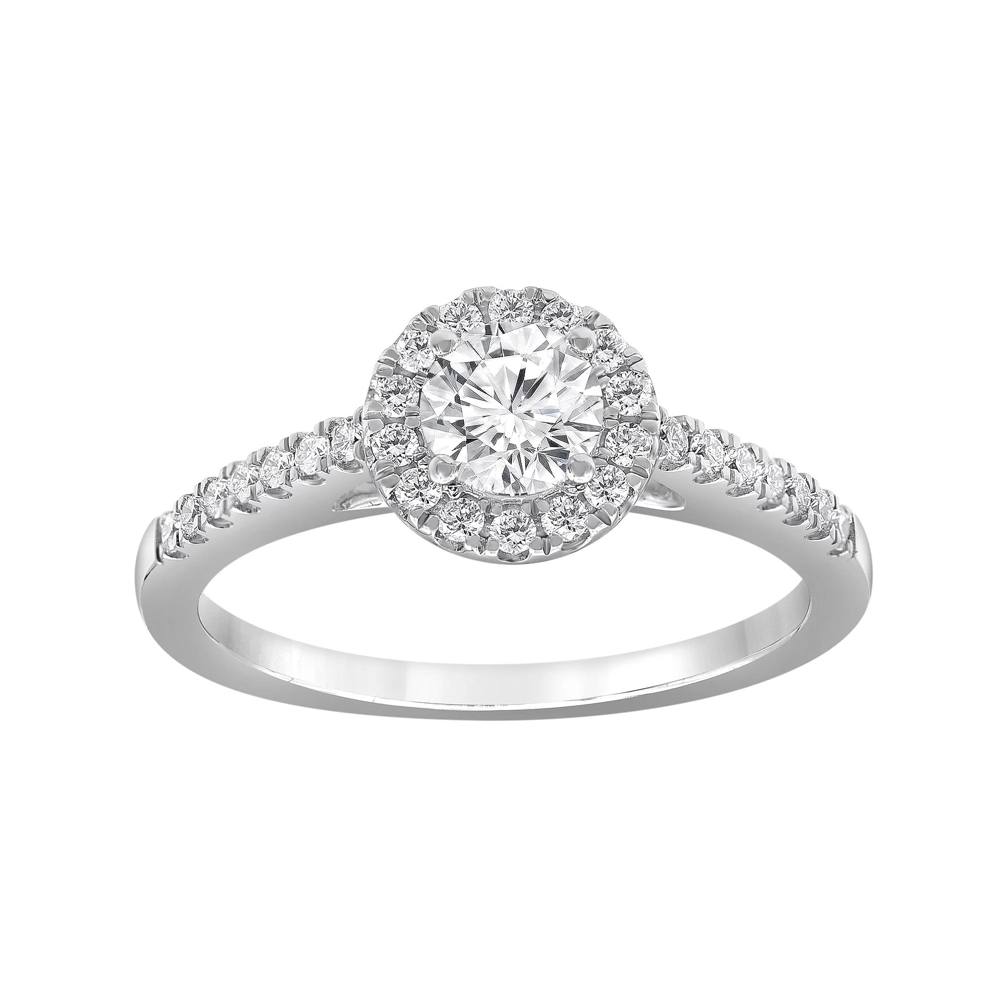 Evolv 14k White Gold 3/4 Carat T.W. Lab-Grown Diamond Halo Engagement Ring, Women's, Size: 7 Product Image