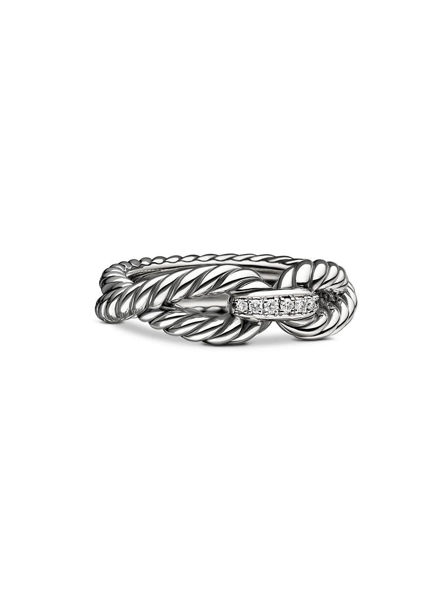 Womens Cable Loop Ring with Diamonds Product Image