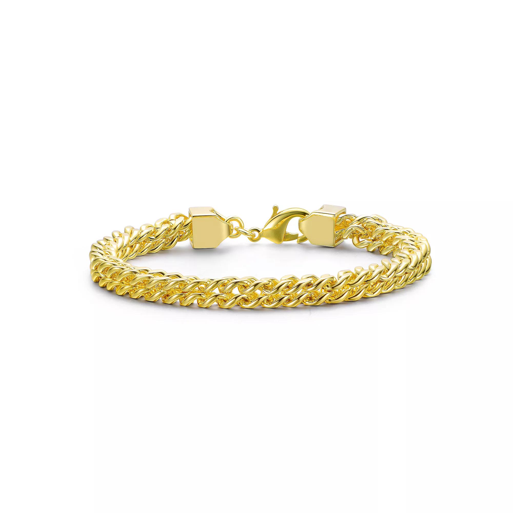14k Gold Plated Mesh Link Bracelet, Womens Gold Tone Product Image