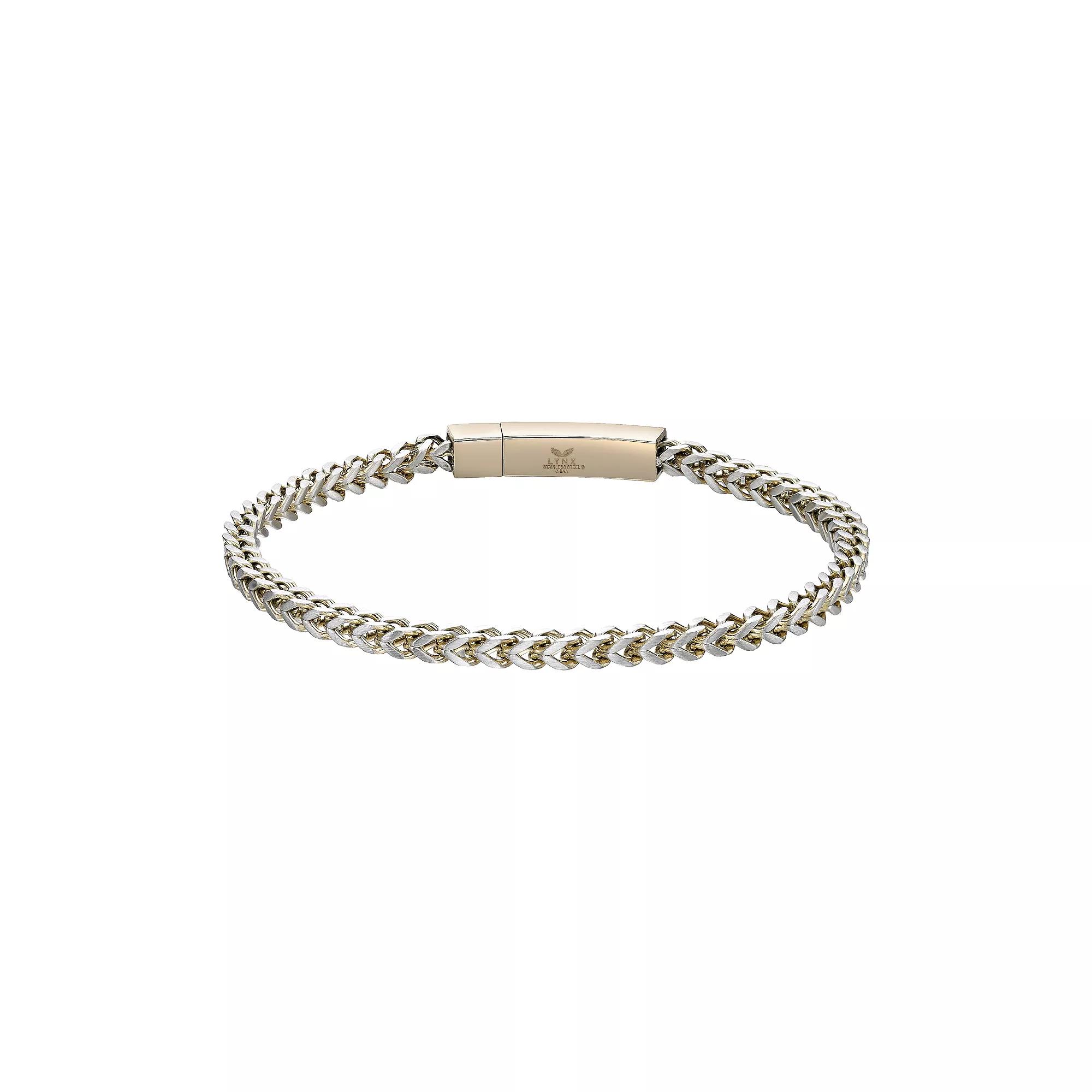 Men's LYNX Gold Tone Ion-Plated Stainless Steel Franco Chain Bracelet, Size: 9" Product Image