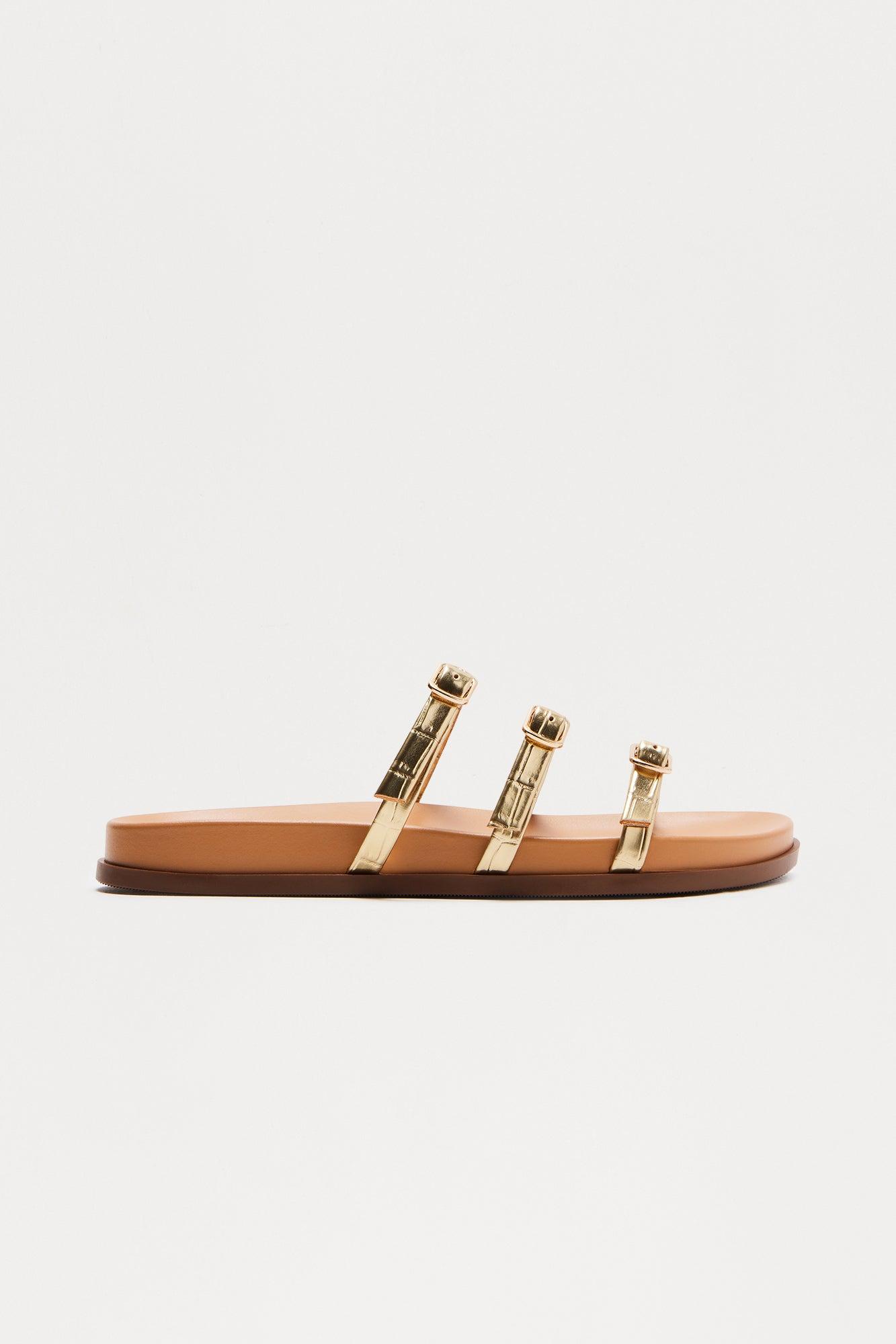 Matty Buckle Sandals - Gold Product Image