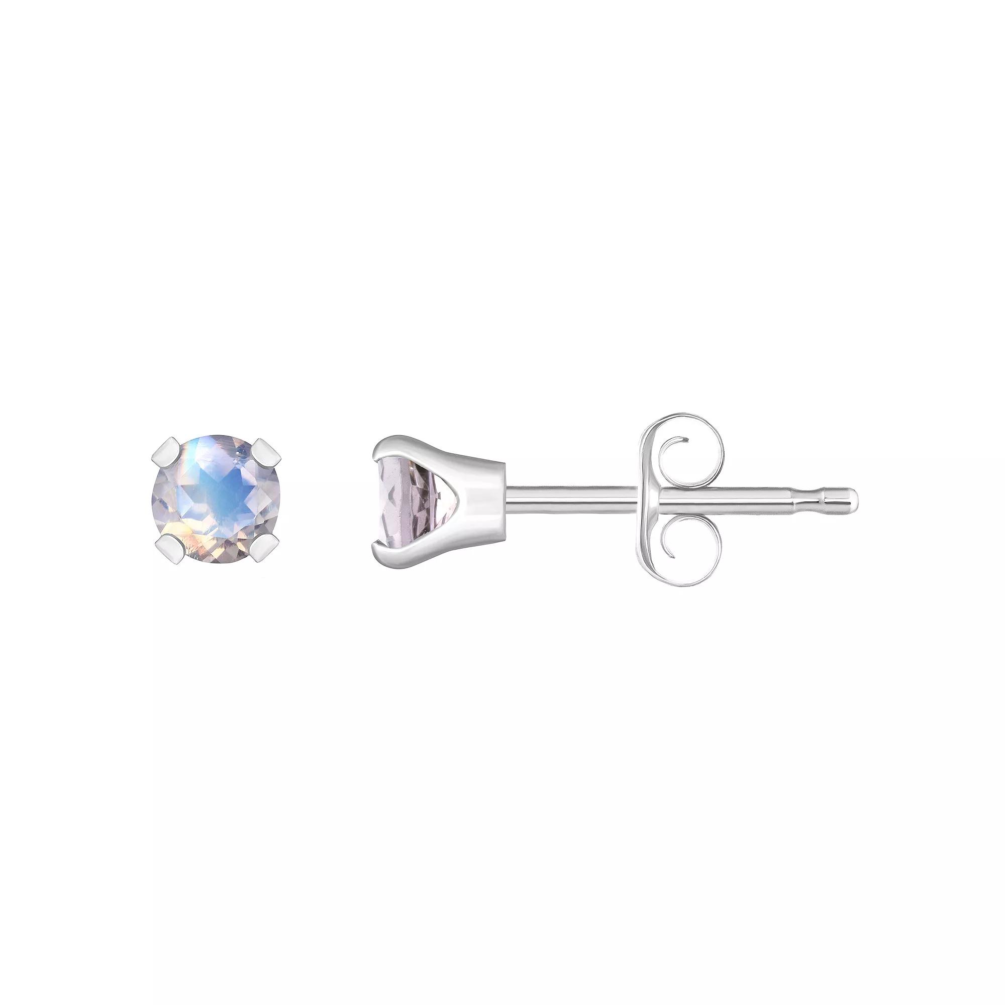 14k White Gold Gemstone Stud Earrings, Women's, June Product Image