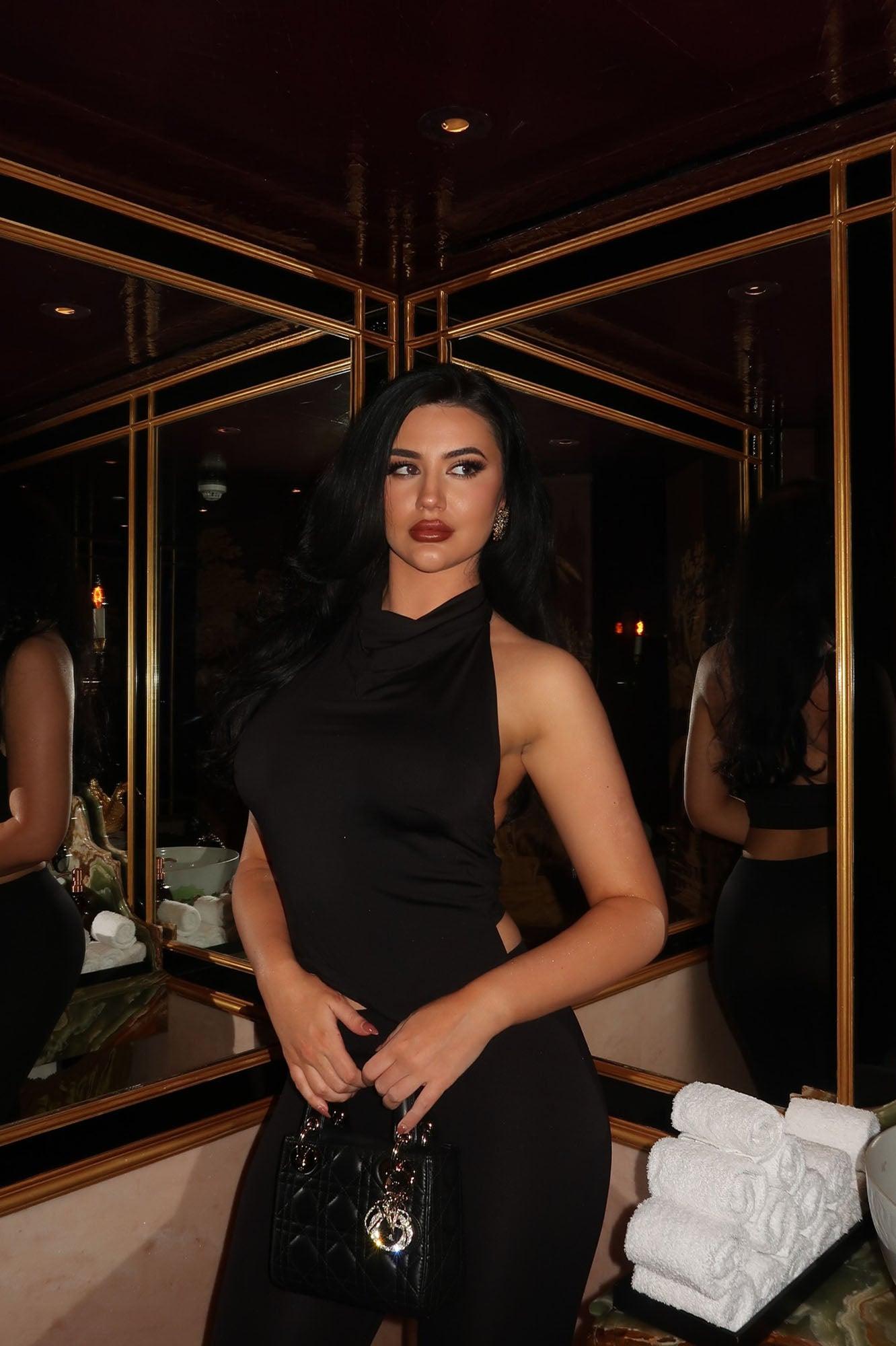 Gia Backless Halter Top - Black Product Image