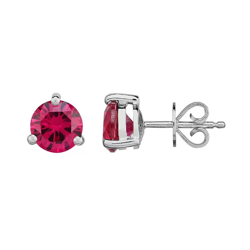 Oro Leoni Sterling Silver Lab-Created Ruby Stud Earrings, Women's Product Image