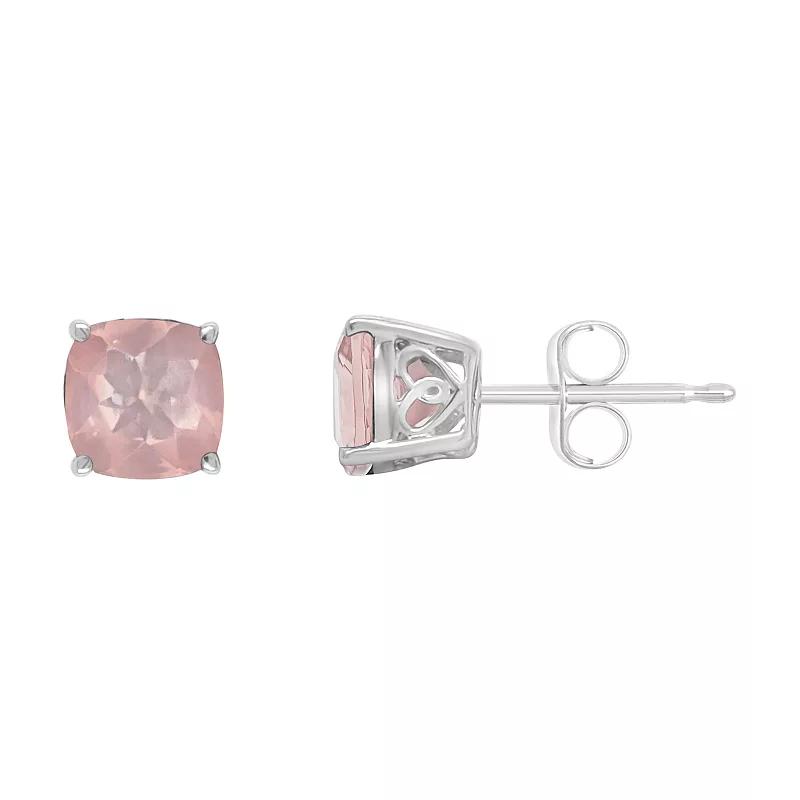 Alyson Layne Sterling Silver 6 mm Cushion Rose Quartz Stud Earrings, Women's Product Image