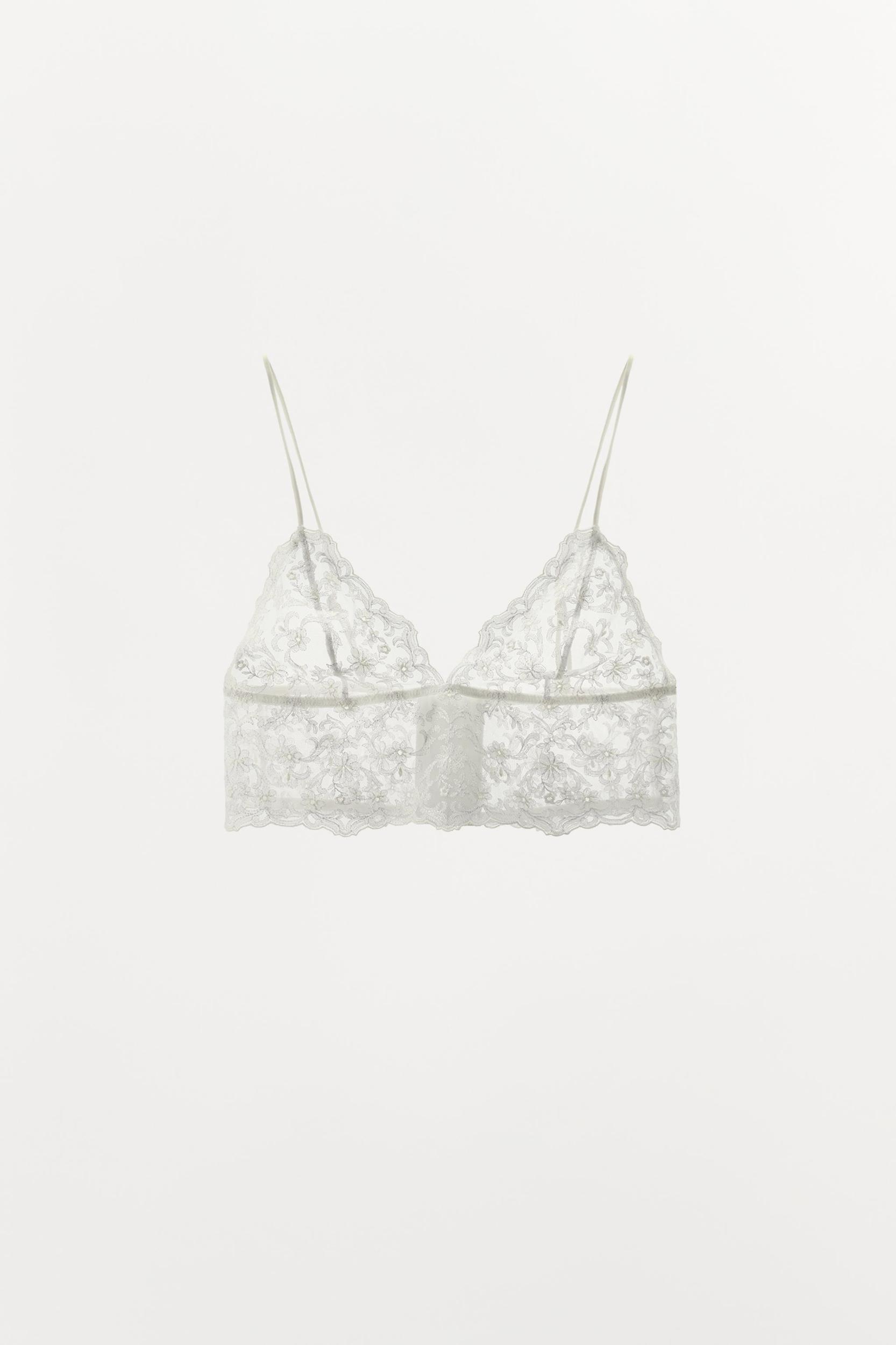 EMBROIDERED LACE BANDEAU BRALETTE Product Image