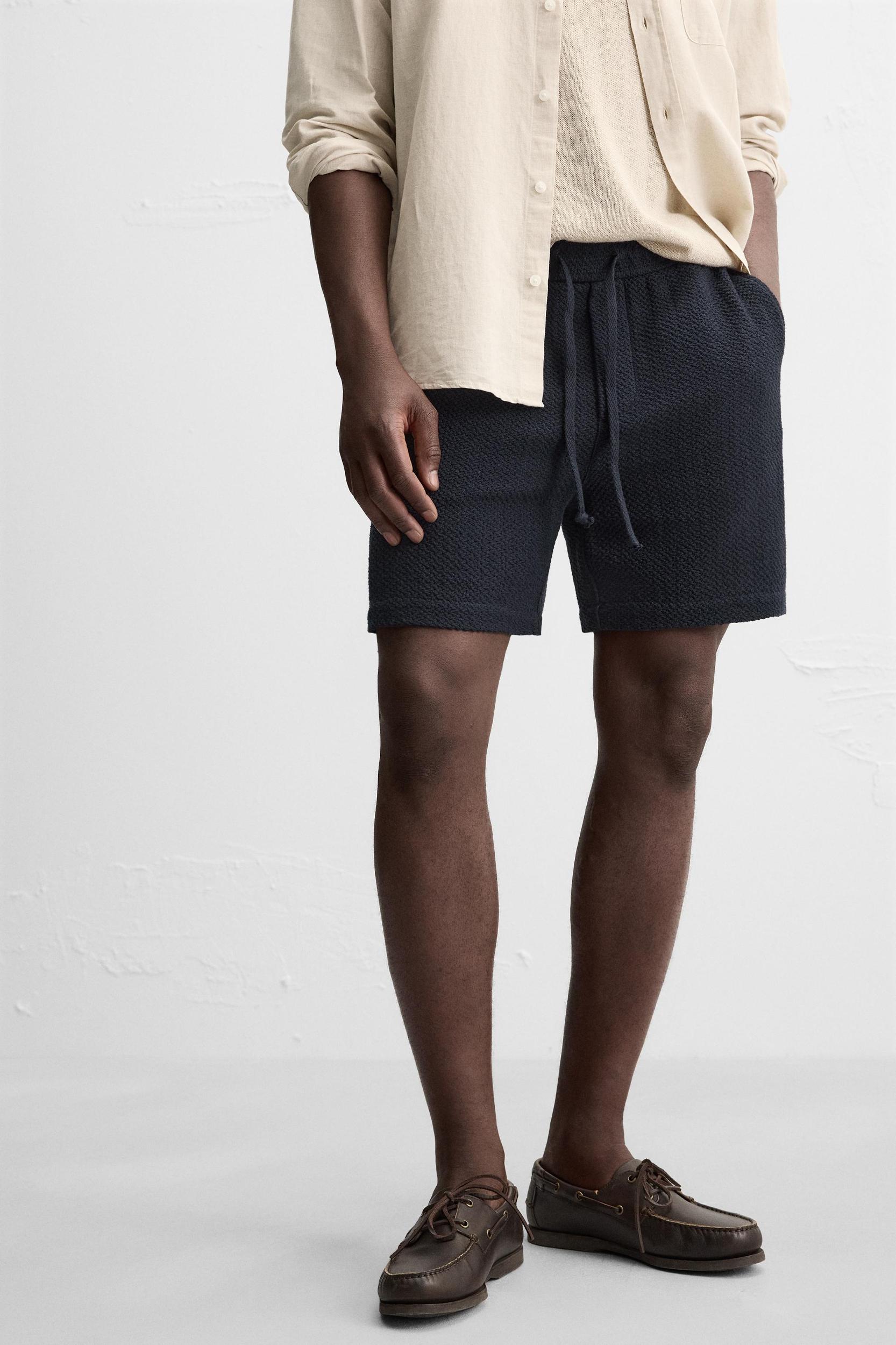 TEXTURED REGULAR FIT BERMUDA SHORTS Product Image