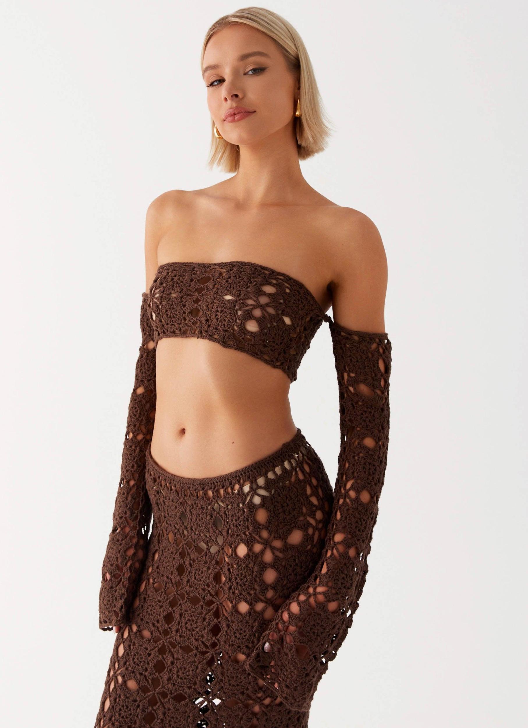 Sorrentino Crochet Long Sleeve Top - Chocolate Product Image