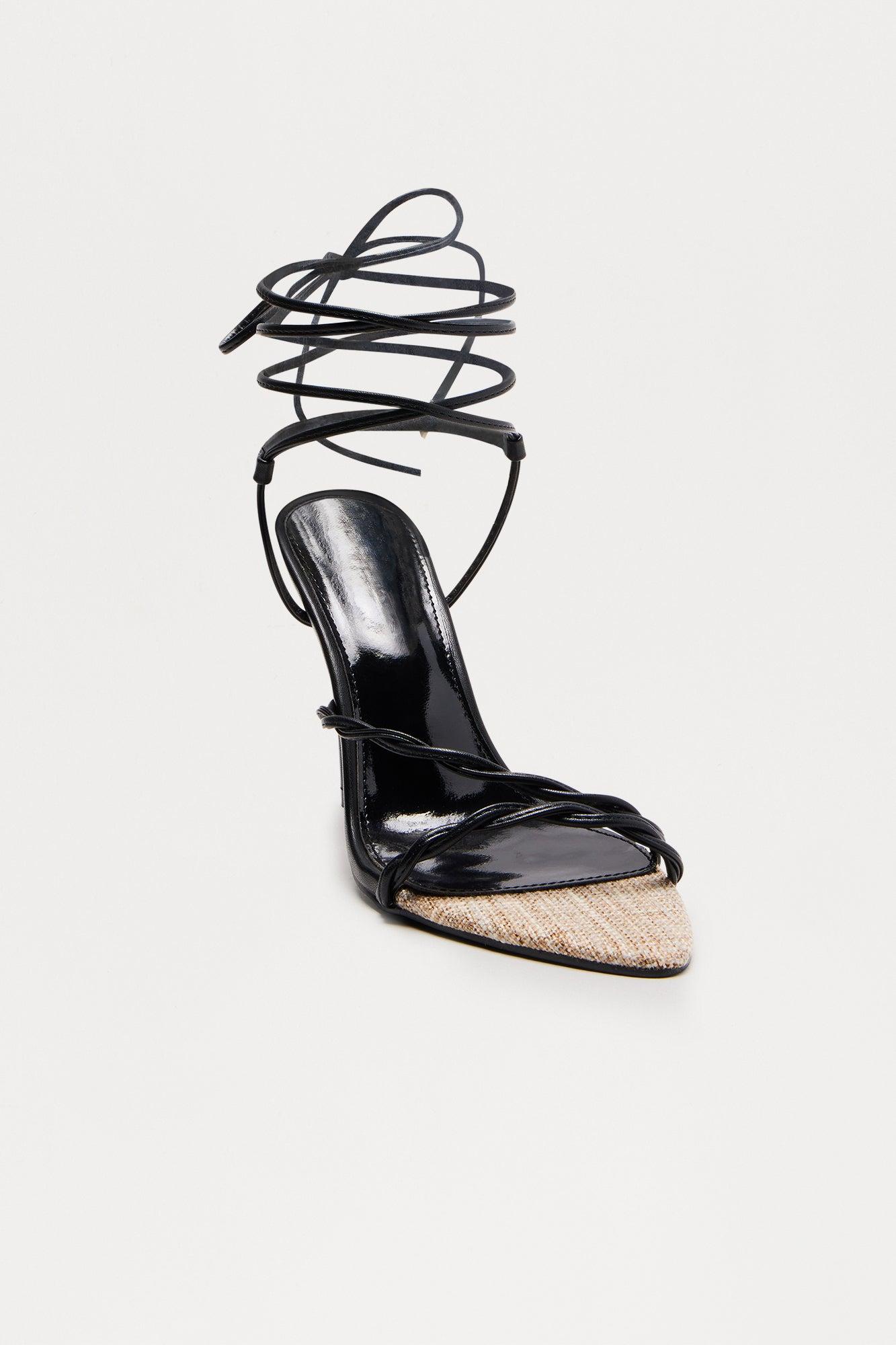 Silas Wrap Up Stiletto Heels - Black Product Image