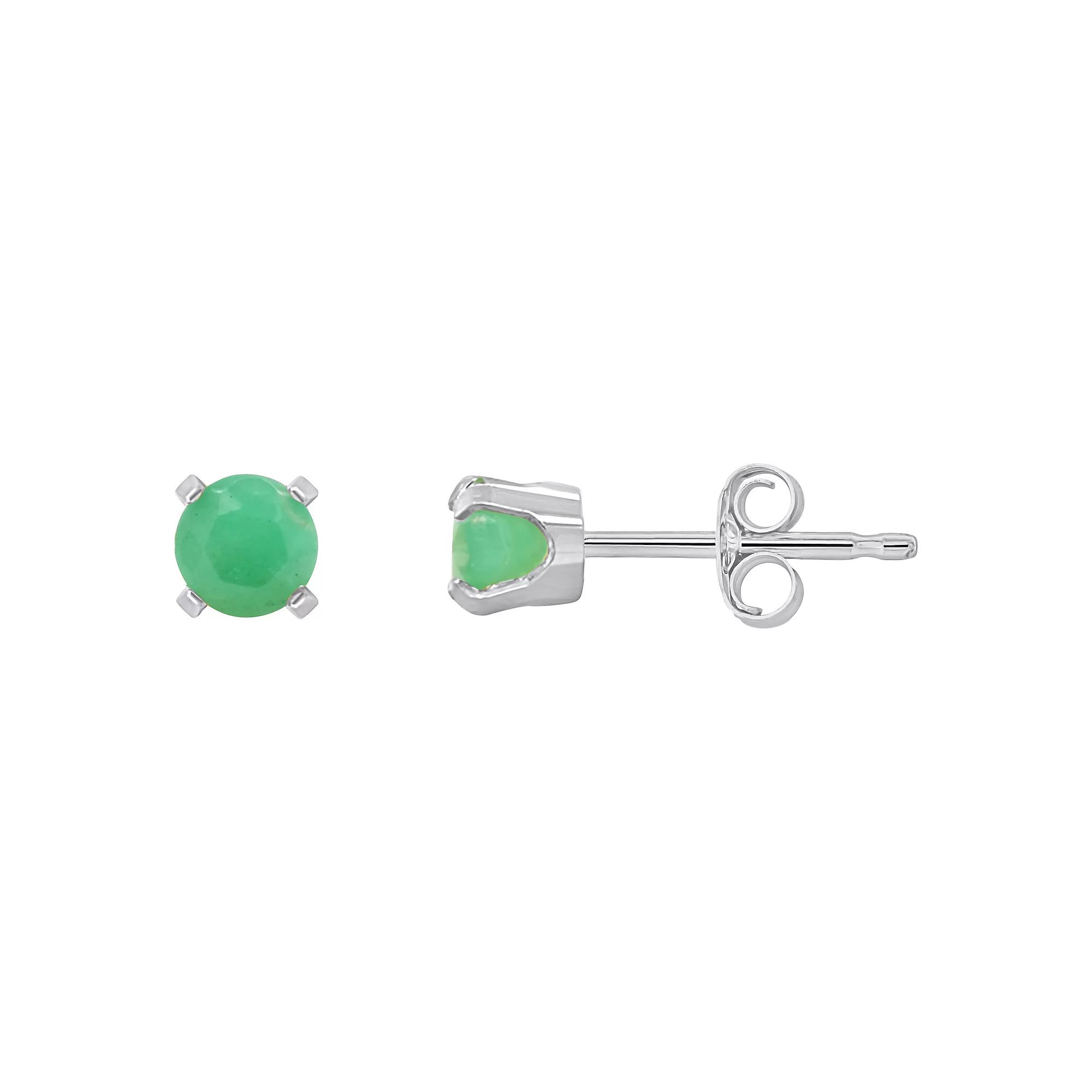 Celebration Gems 14k White Gold Round Gemstone Stud Earrings, Women's, Green Product Image