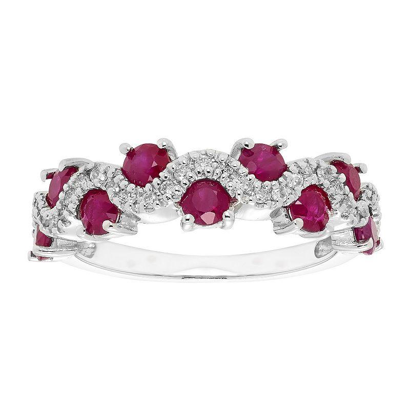 The Regal Collection 14k Gold 1/6 Carat T.W. Diamond & Ruby Ring, Women's, Size: 5 Product Image