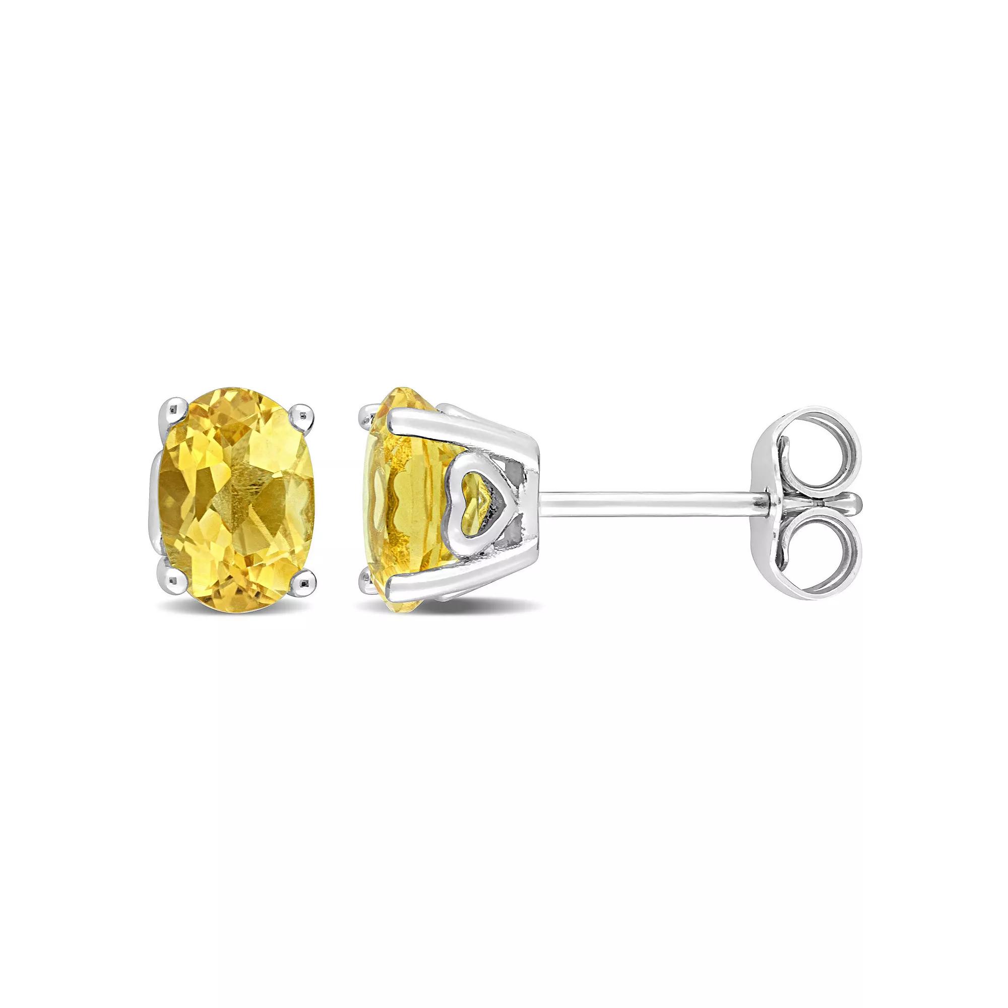 Stella Grace Sterling Silver & Gemstone Oval Stud Earrings, Women's, Citrine Product Image