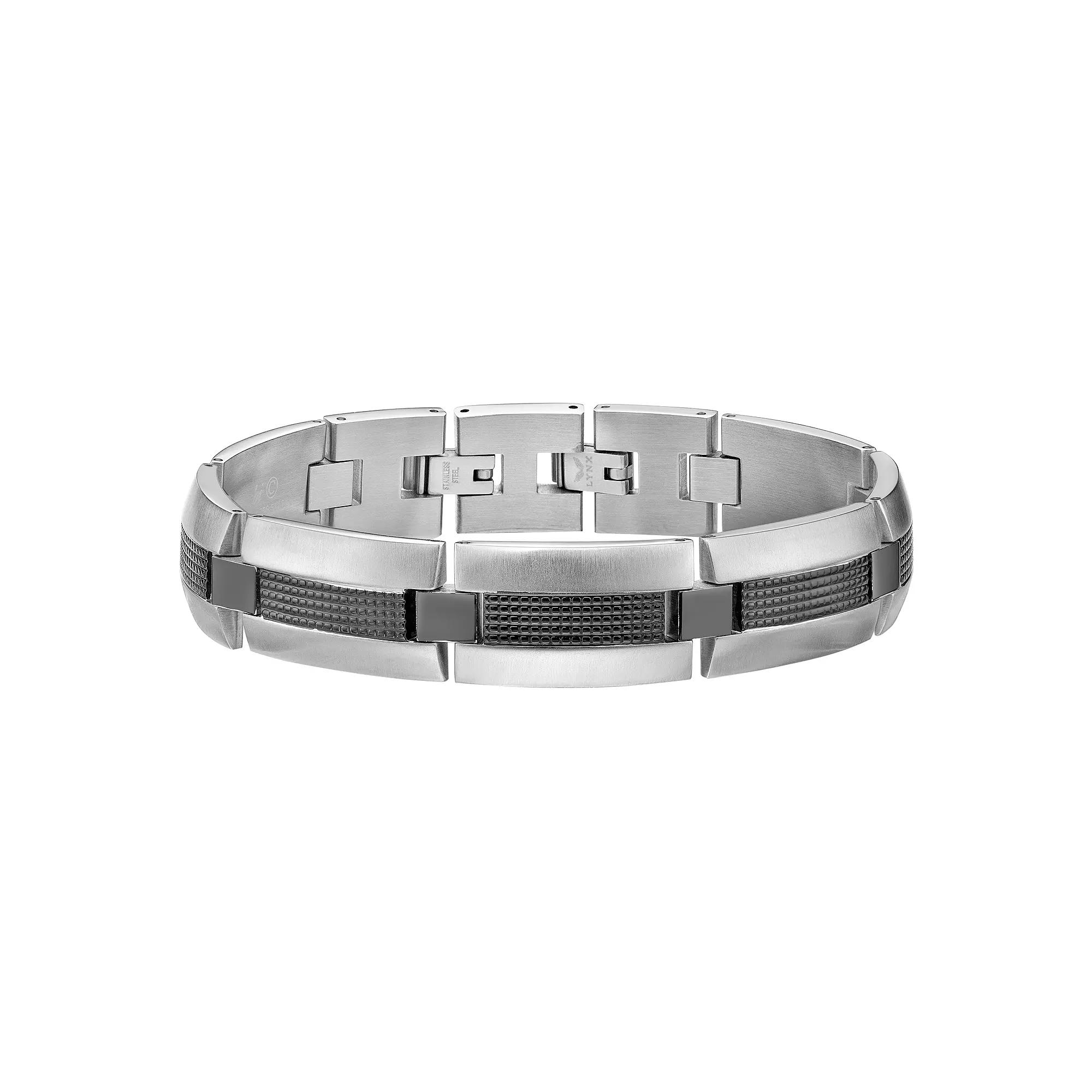 Men's LYNX Black Ion-Plated Stainless Steel Bracelet, Size: 8.5", Two Tone Product Image