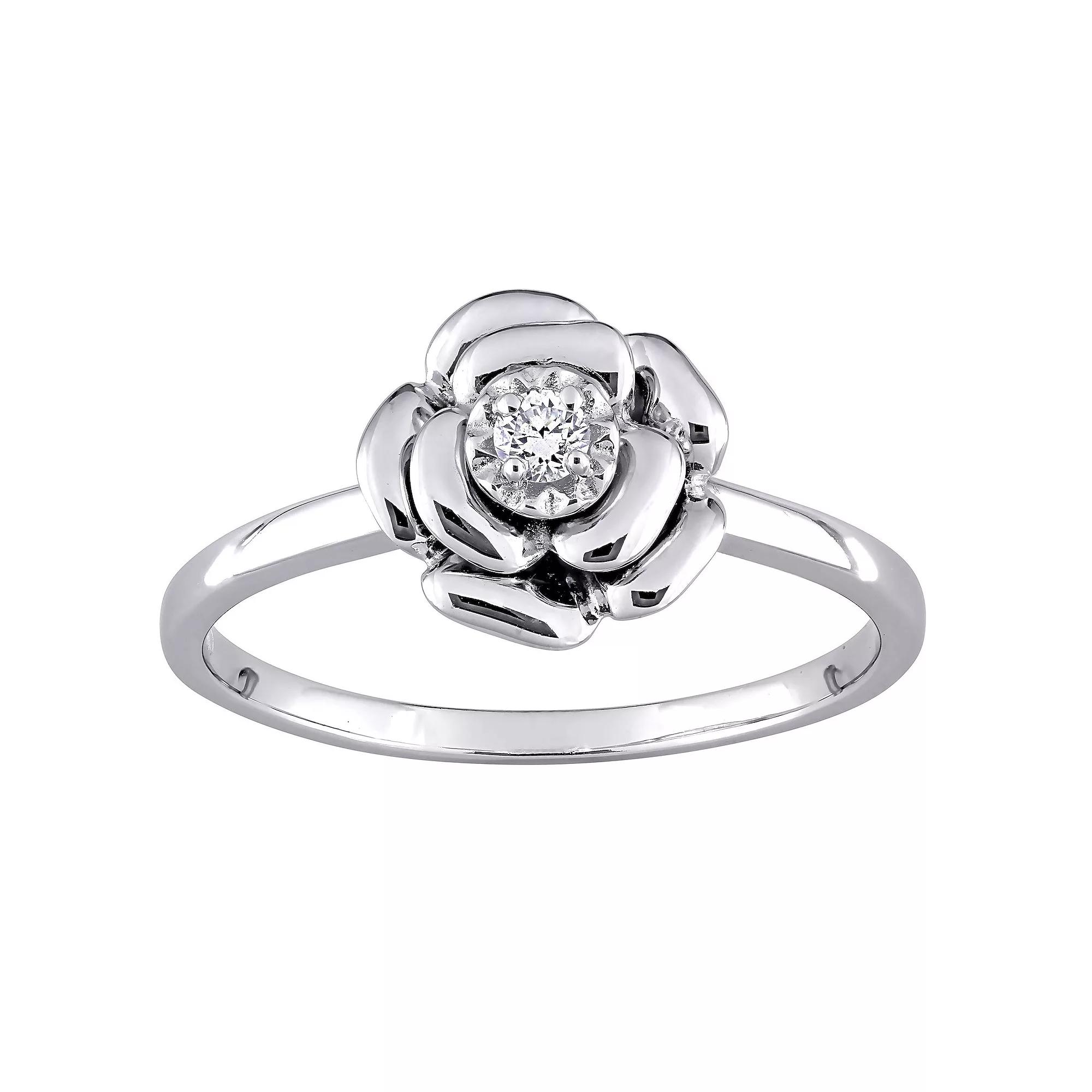 Stella Grace Sterling Silver Diamond Accent Flower Ring, Women's, Size: 7.50 Product Image