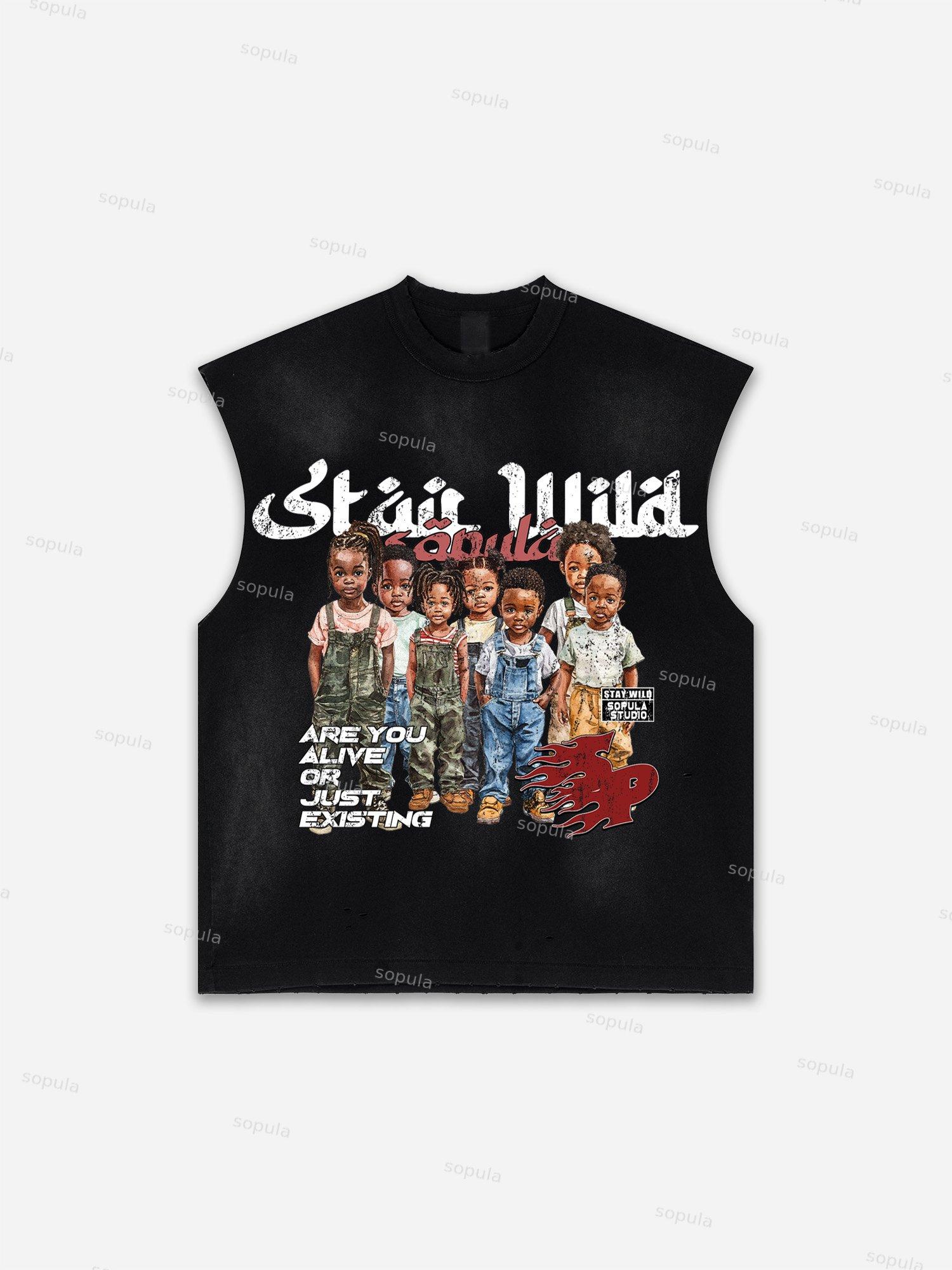 Western Eagle Graphic Men's Washed Tank Top Sleeveless Shirts Product Image