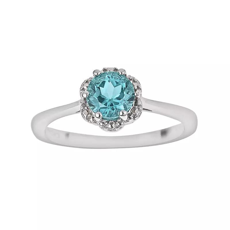 Celebration Gems Sterling Silver Blue Topaz Scalloped Frame Ring, Women's,  Product Image