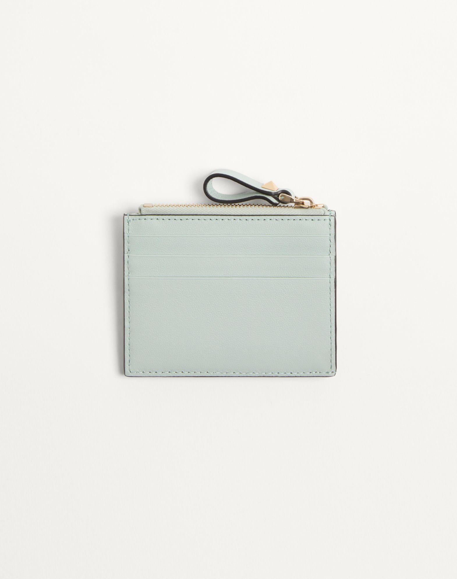 Rockstud Calfskin Cardholder With Zipper Product Image