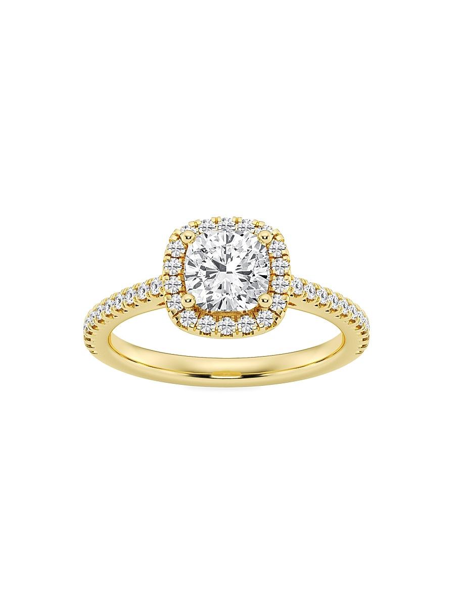 Womens 14K Yellow Gold & Cushion-Cut Lab-Grown Diamond Halo Ring/1.30-3.60 TCW Product Image