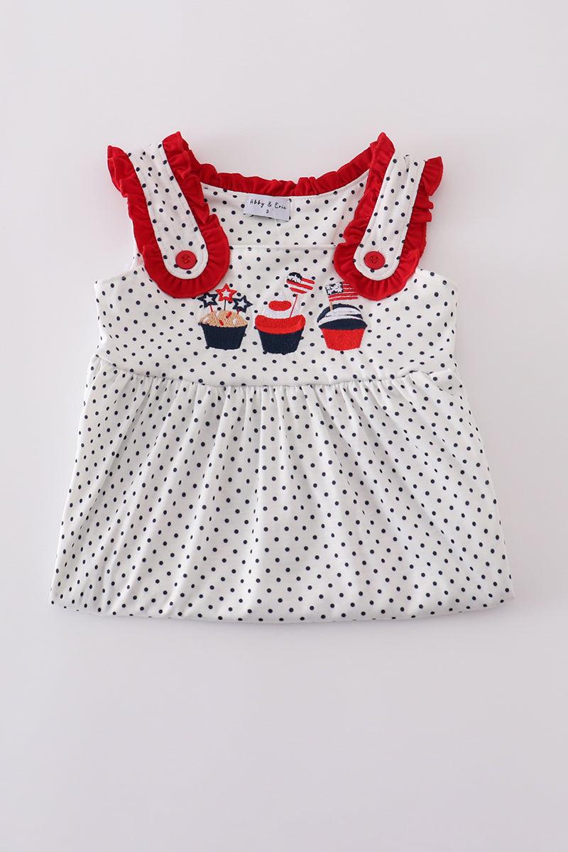 Red cake embroidery dot dress Product Image
