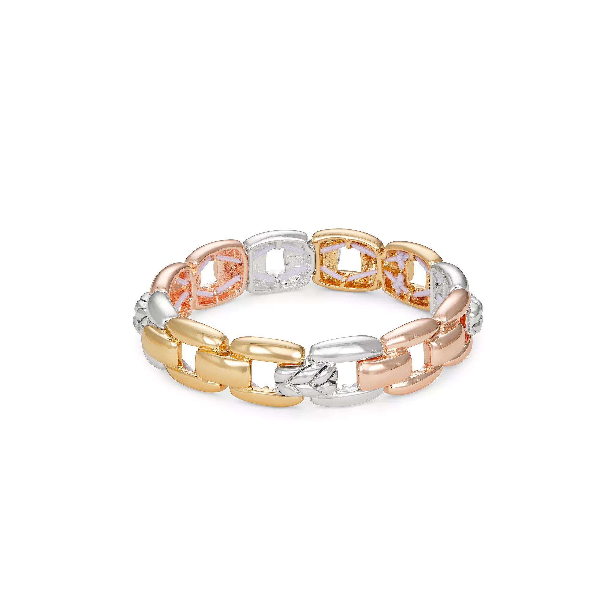Napier Tri-Tone Bonds Stretch Bracelet, Women's Product Image