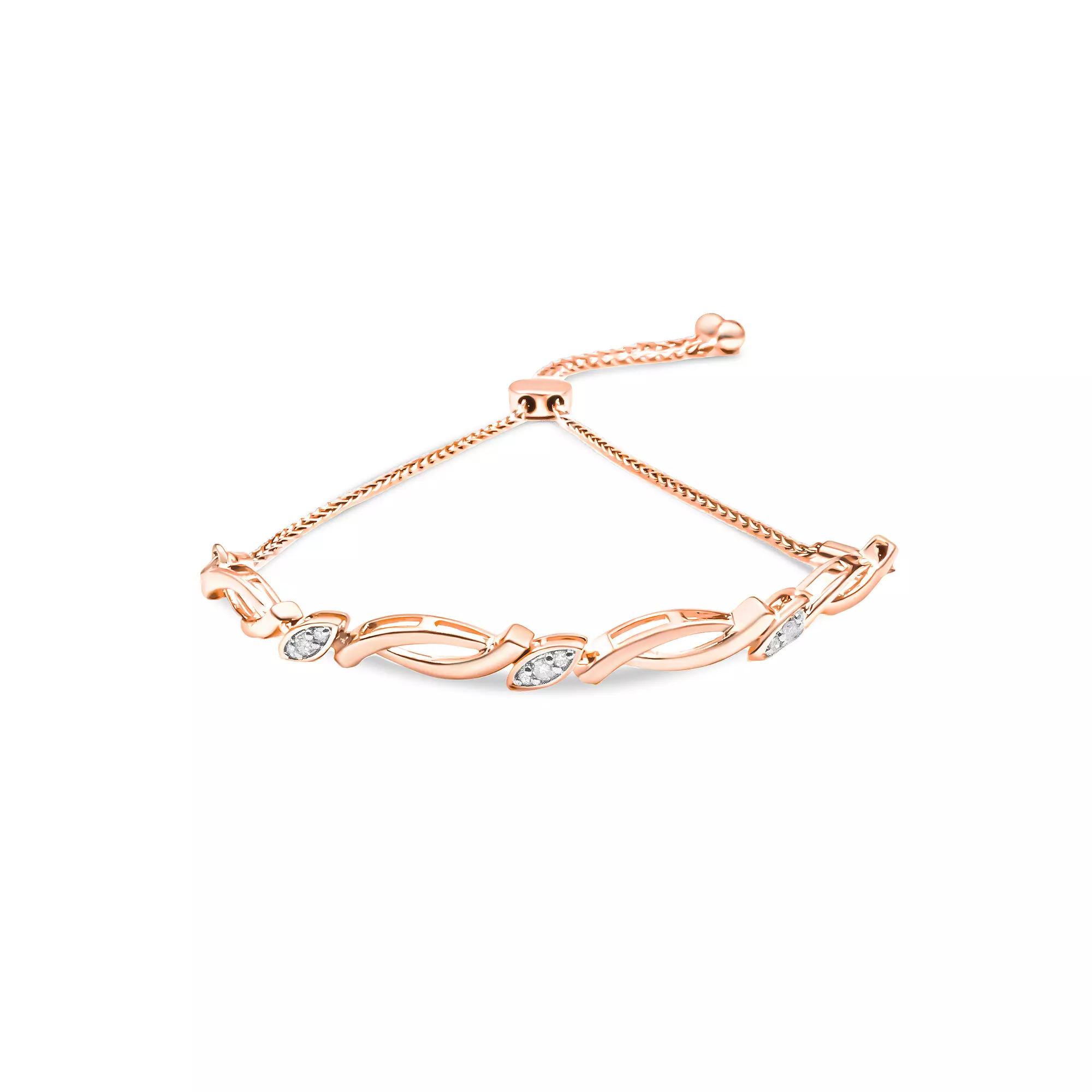 Haus of Brilliance Sterling Silver Diamond Accent Swirl Link Bolo Bracelet, Women's, Size: 7", Pink Tone Product Image