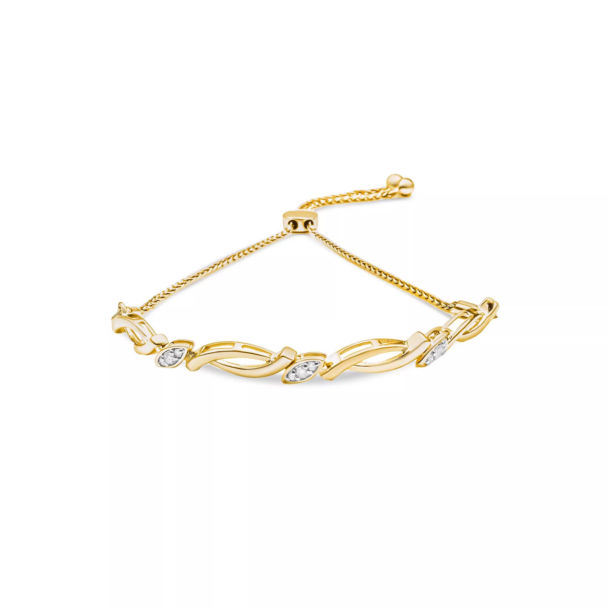 Haus of Brilliance Sterling Silver Diamond Accent Swirl Link Bolo Bracelet, Women's, Size: 7", Gold Tone Product Image