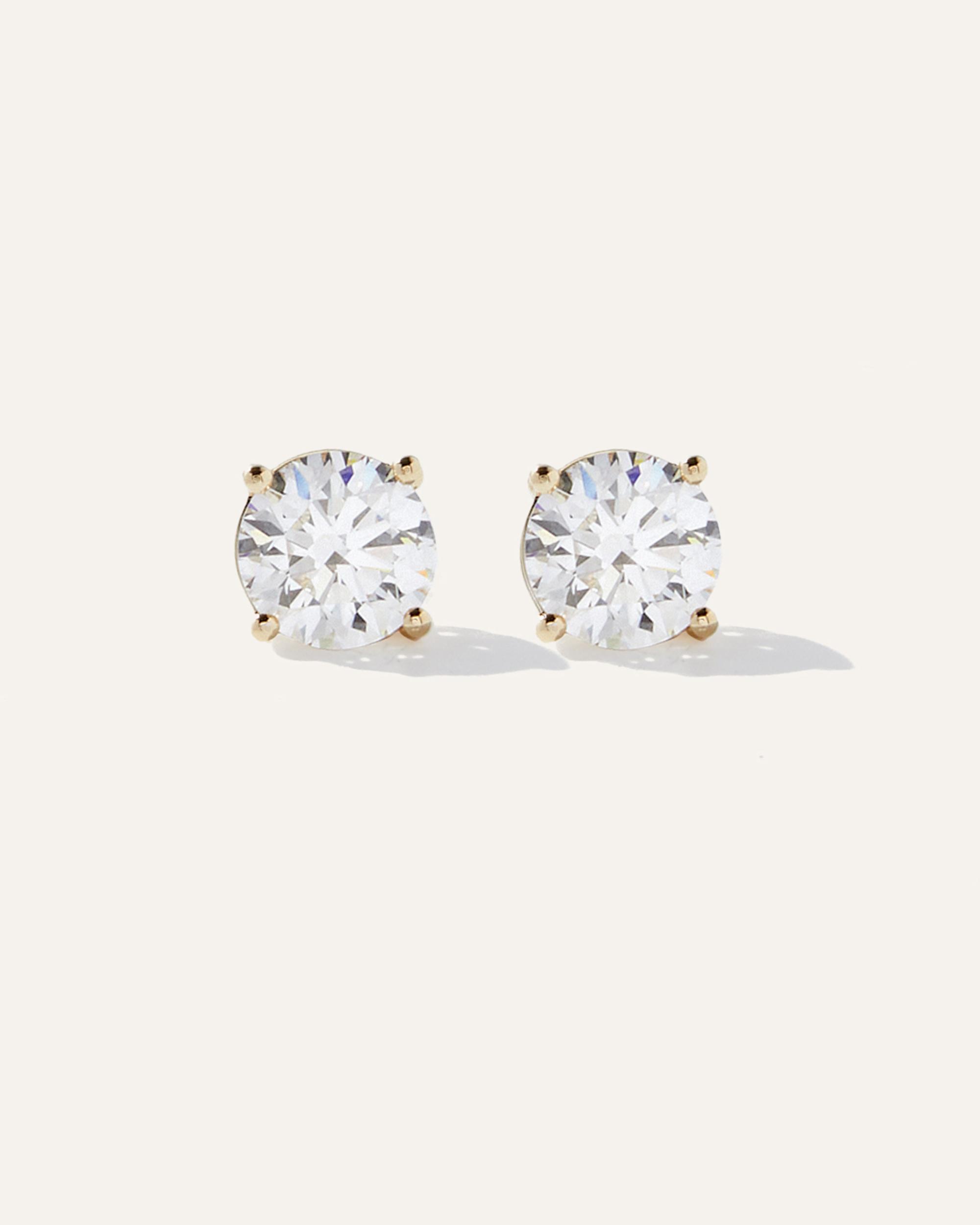 Quince | Women's 14K Gold Lab Grown Diamond Four-Prong Solitaire Studs Product Image